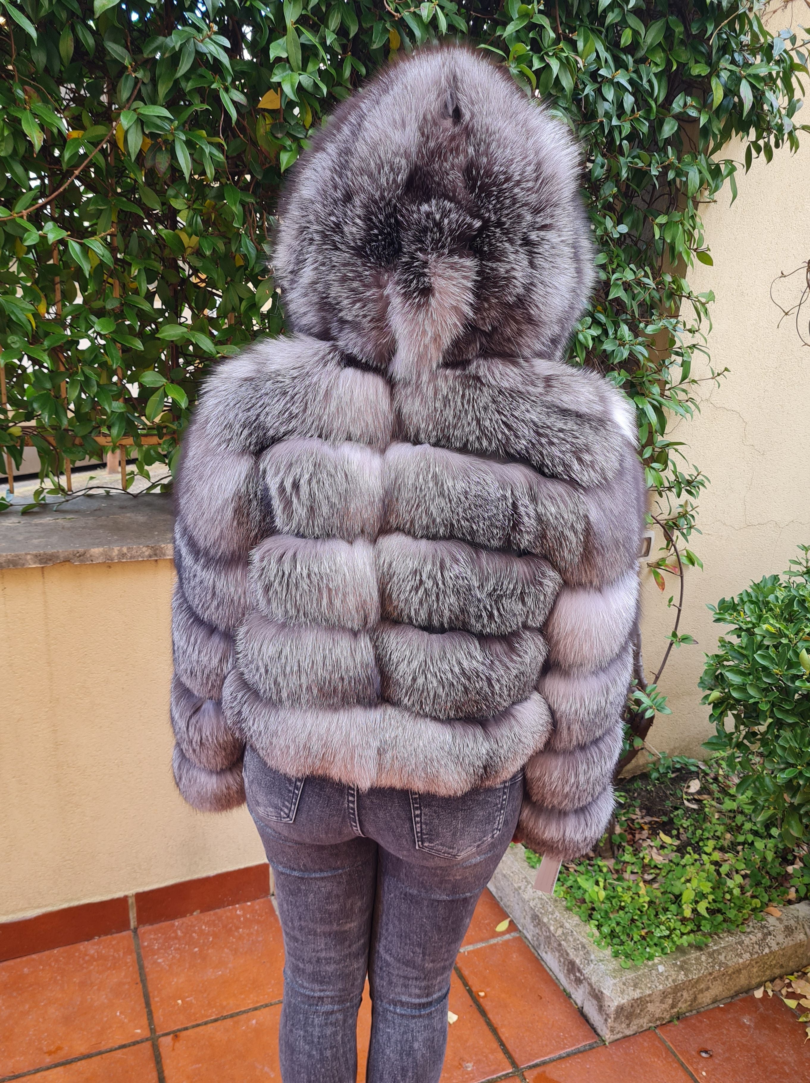 Fox fur bomber jacket