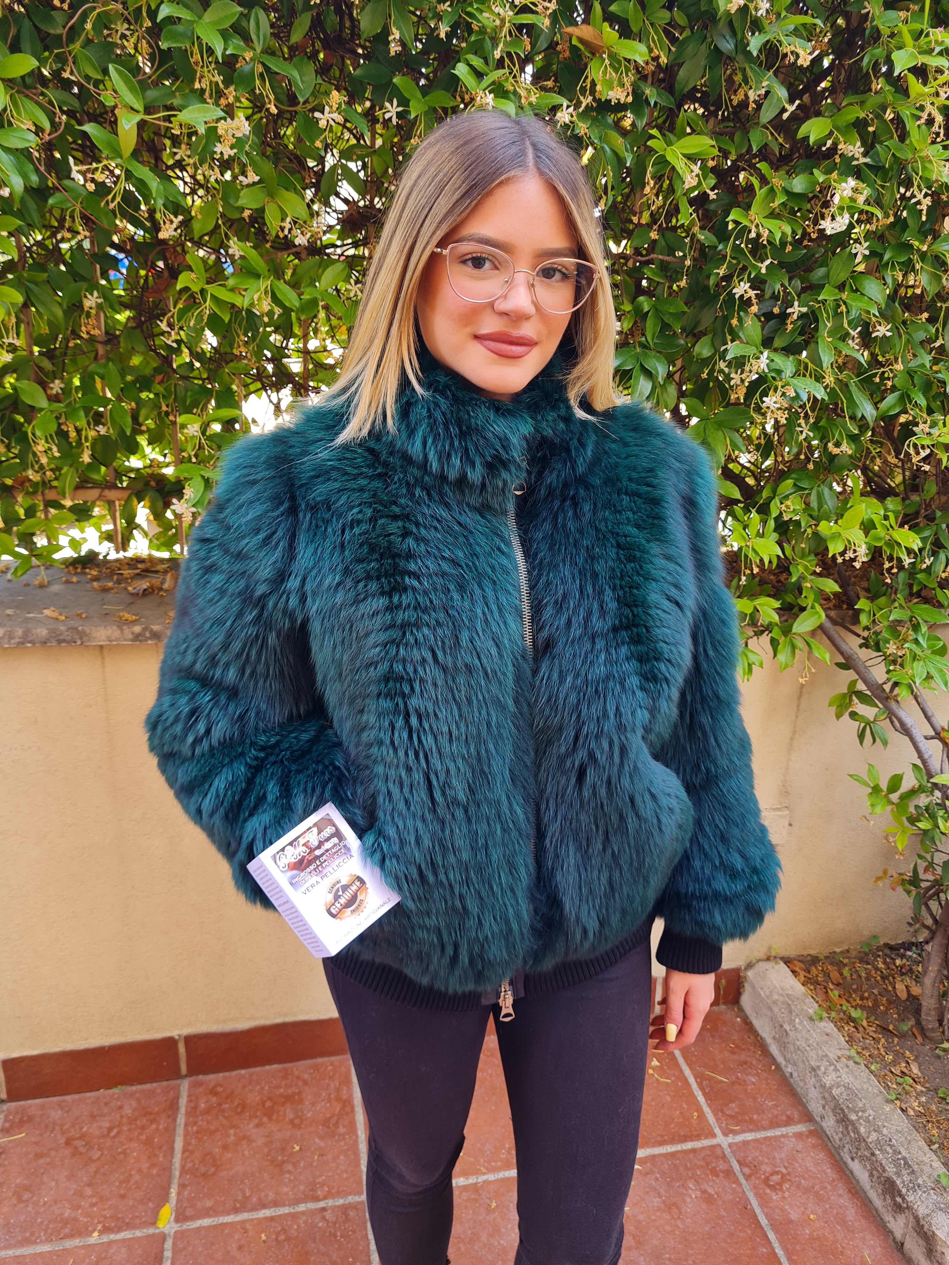 Fox fur bomber jacket