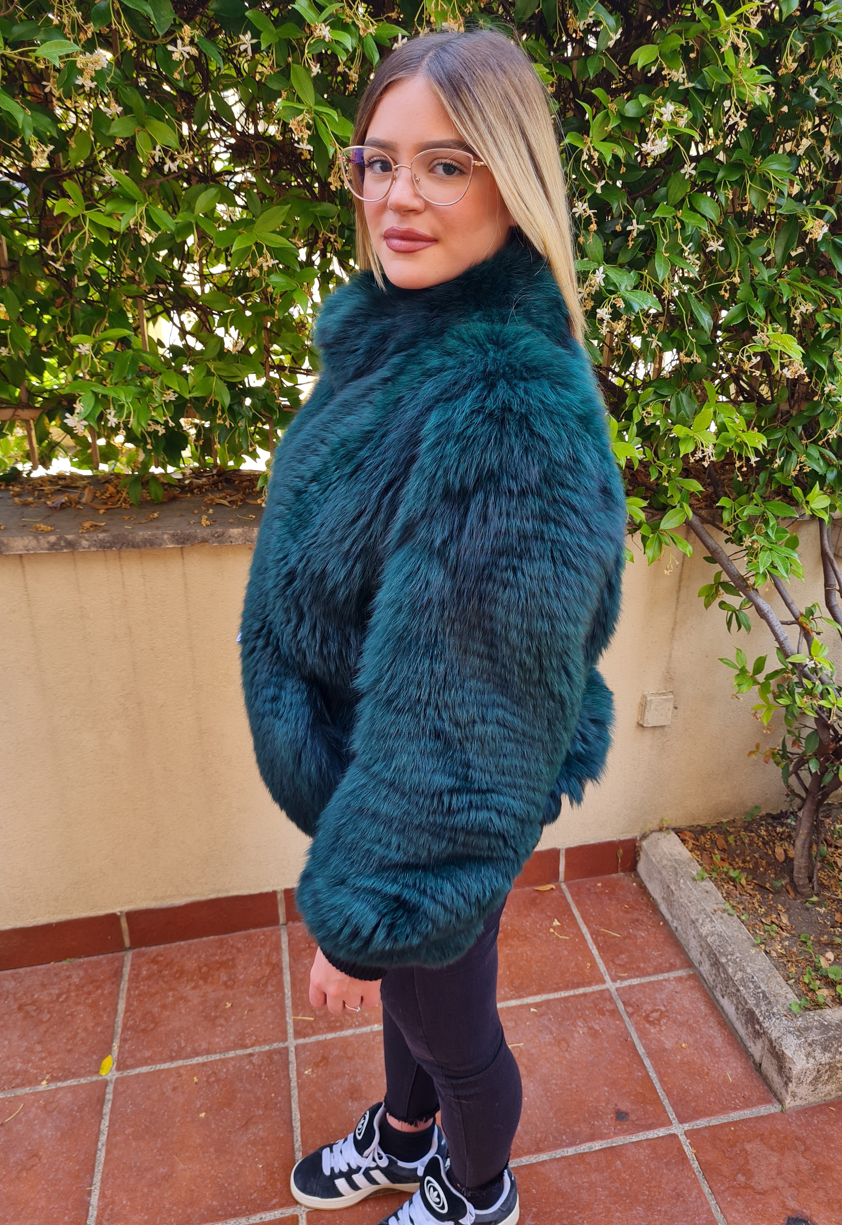 Fox fur bomber jacket