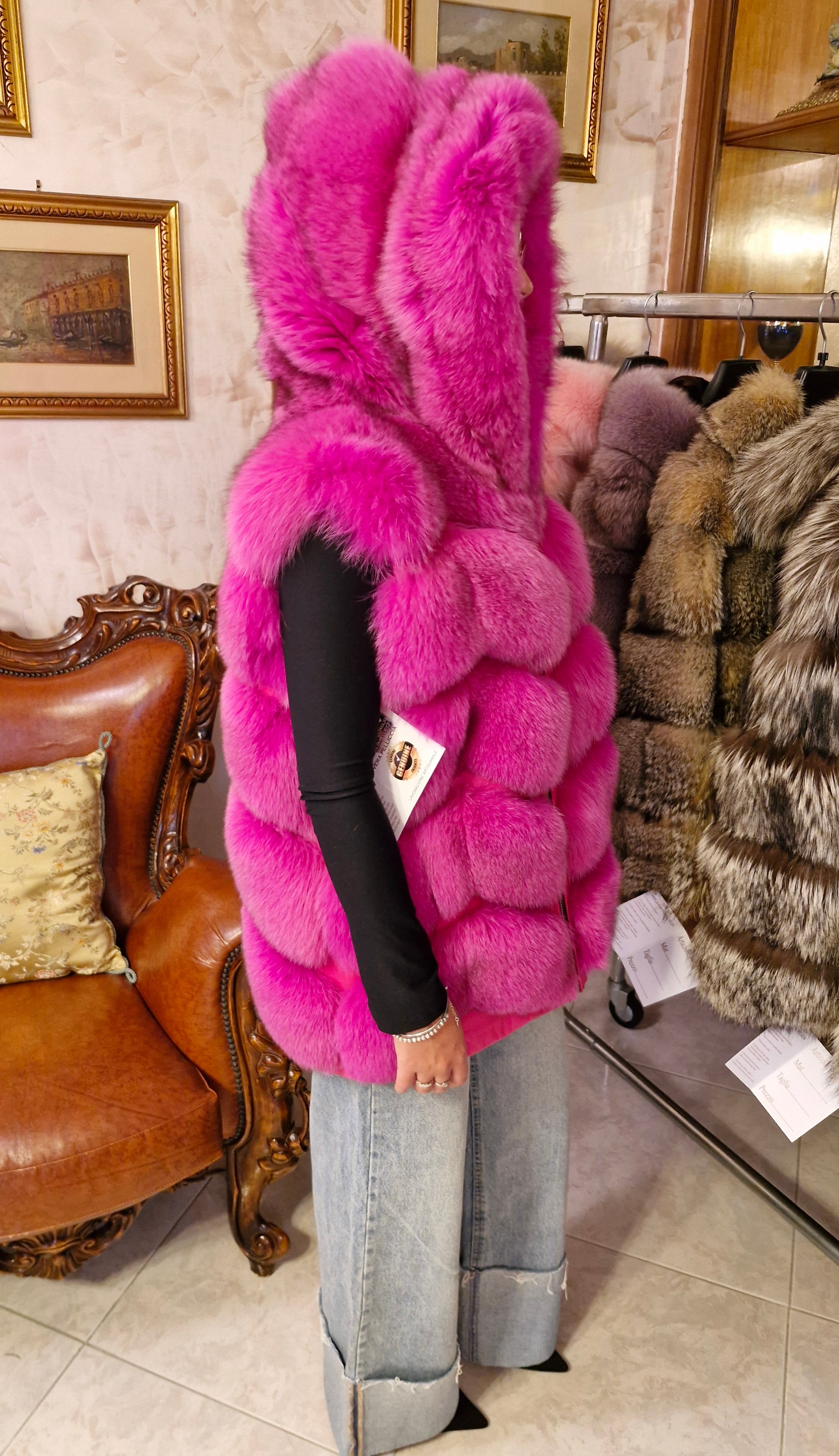 Gilet smanicato pelliccia di volpe