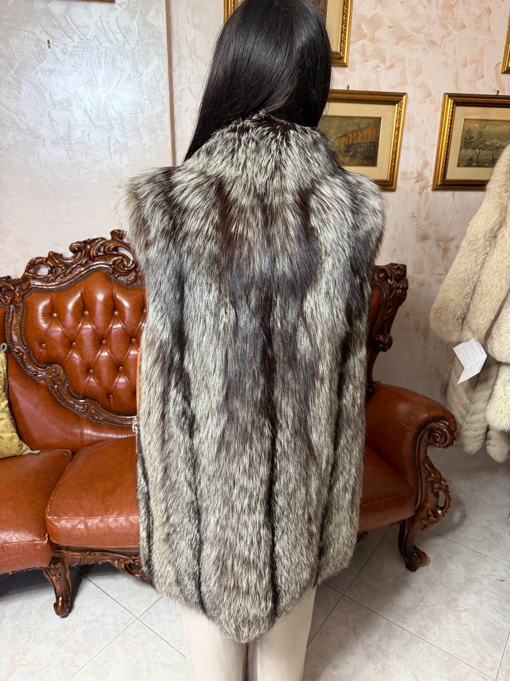 silver fox fur gilet