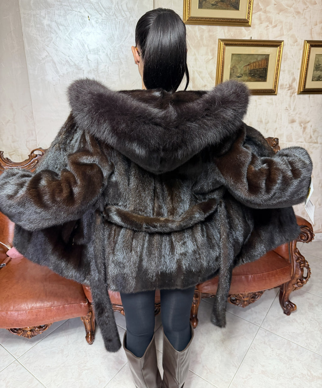 Mink fur bomber jacket