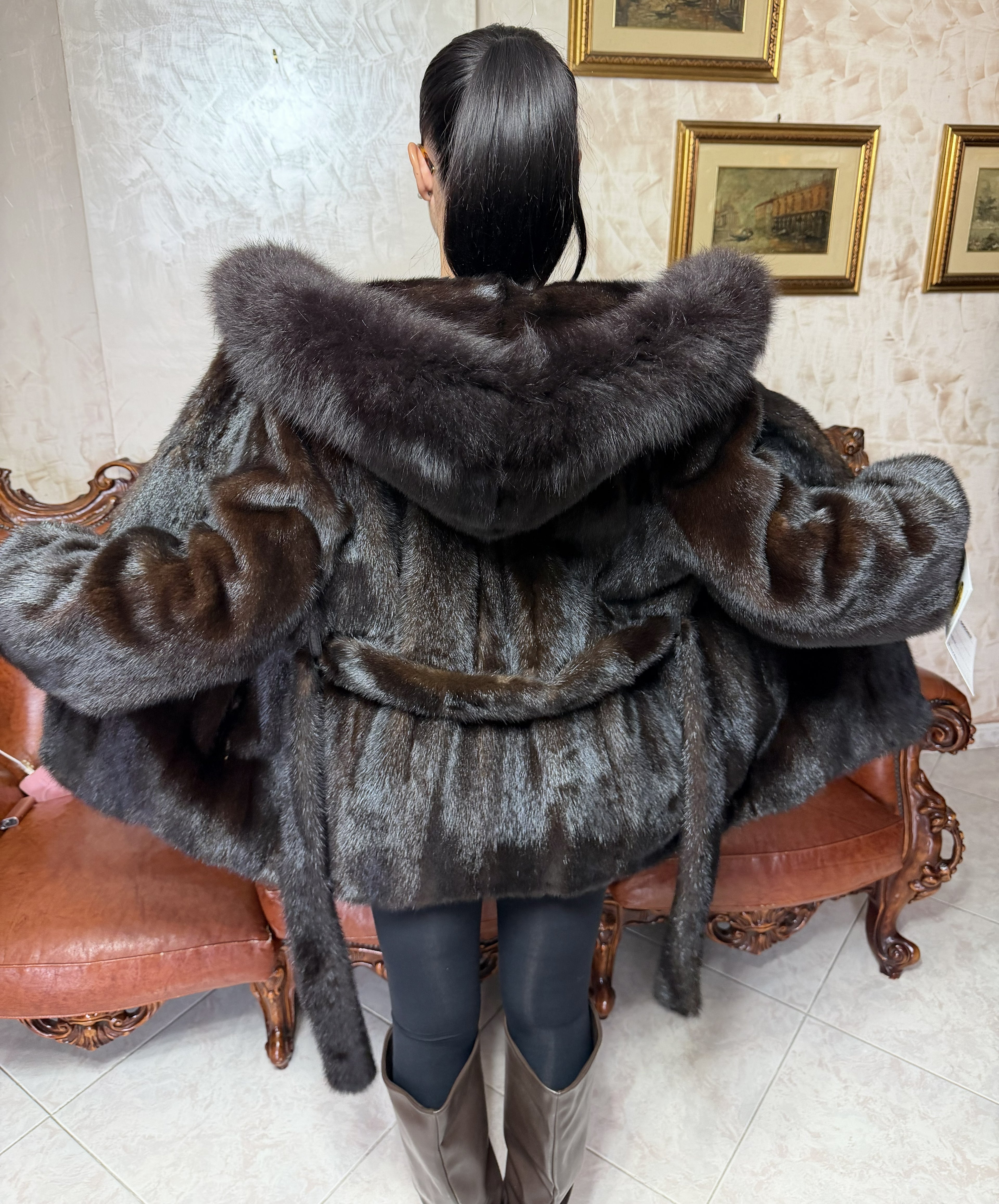 Mink fur bomber jacket