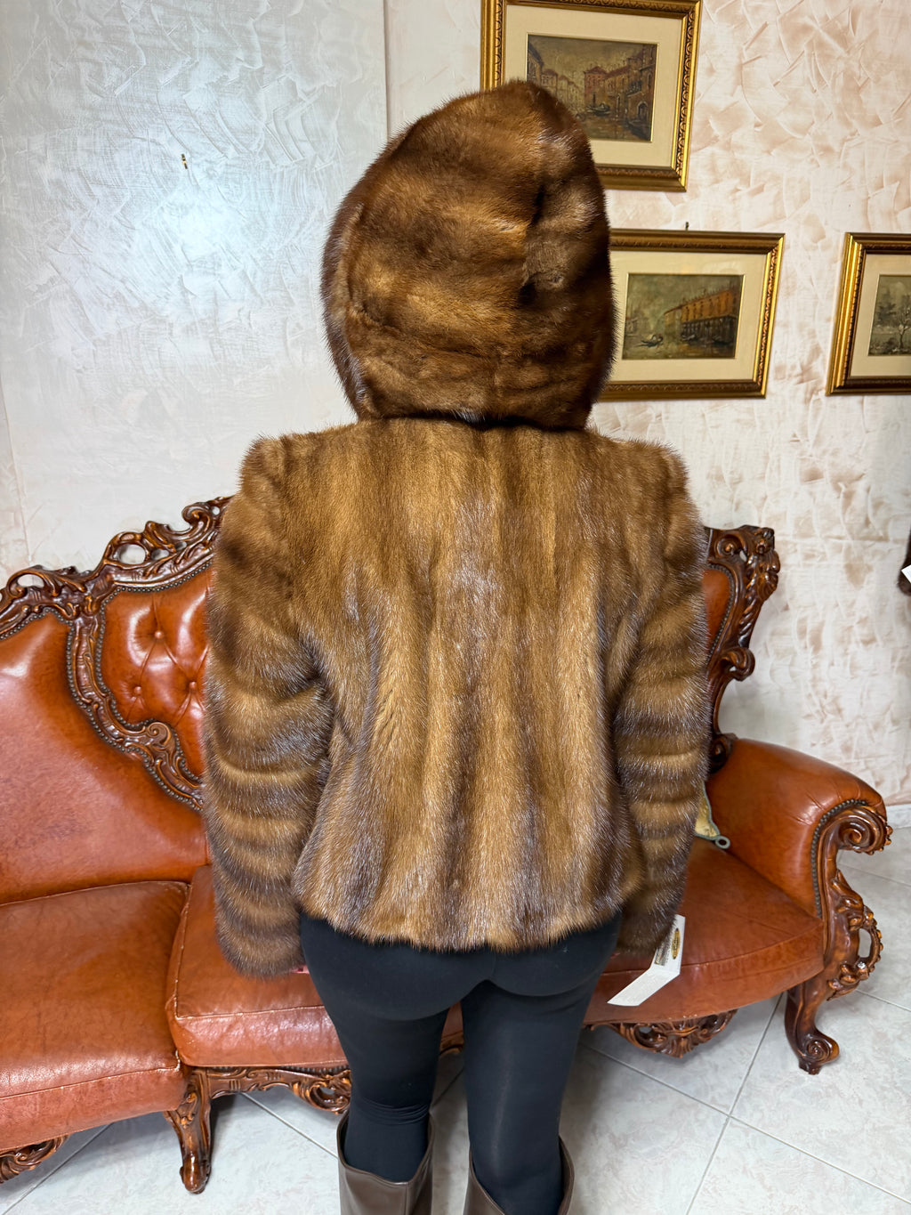 Mink fur bomber jacket