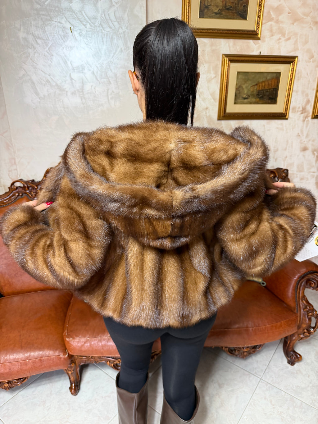 Mink fur bomber jacket