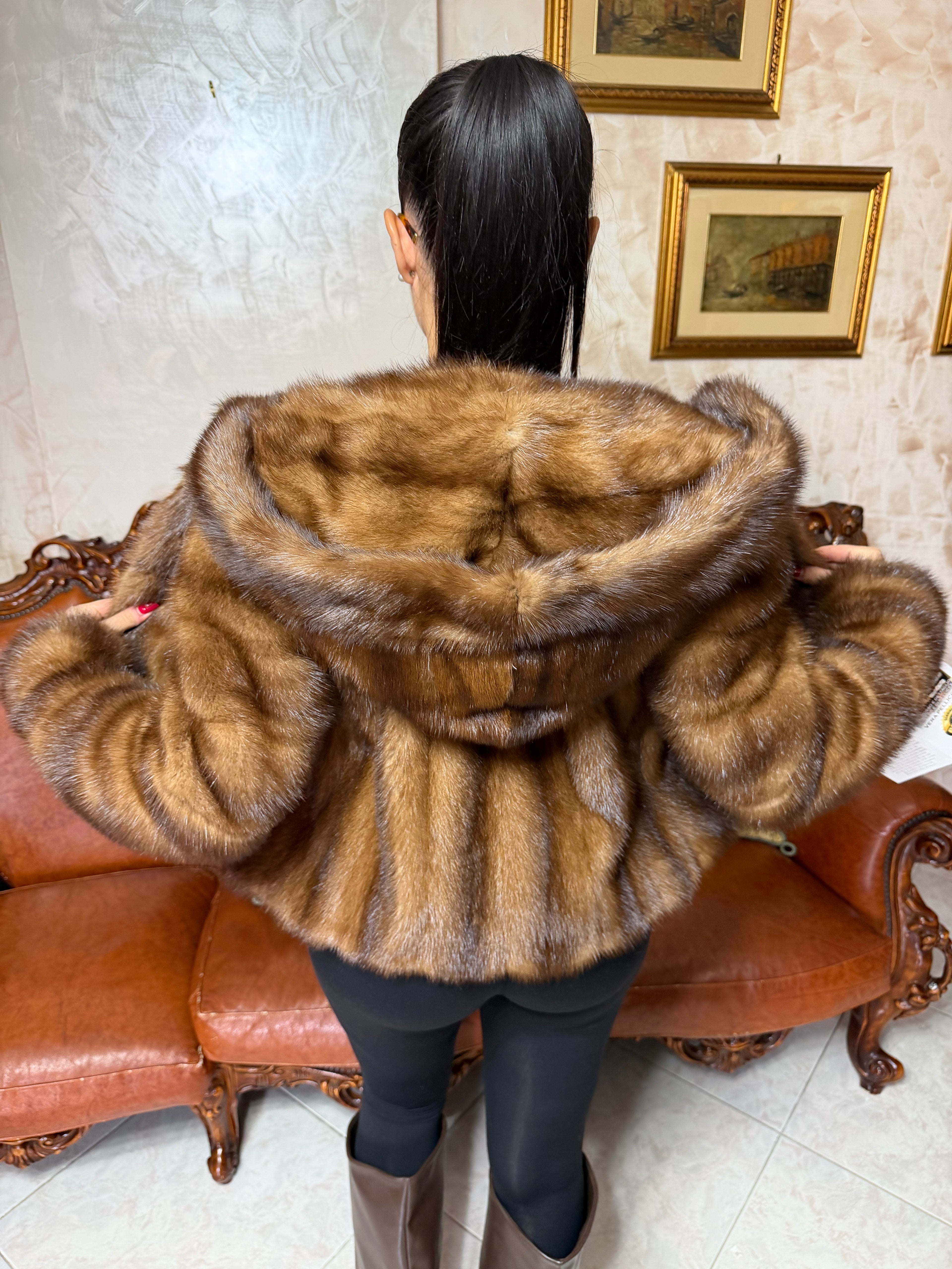 Mink fur bomber jacket