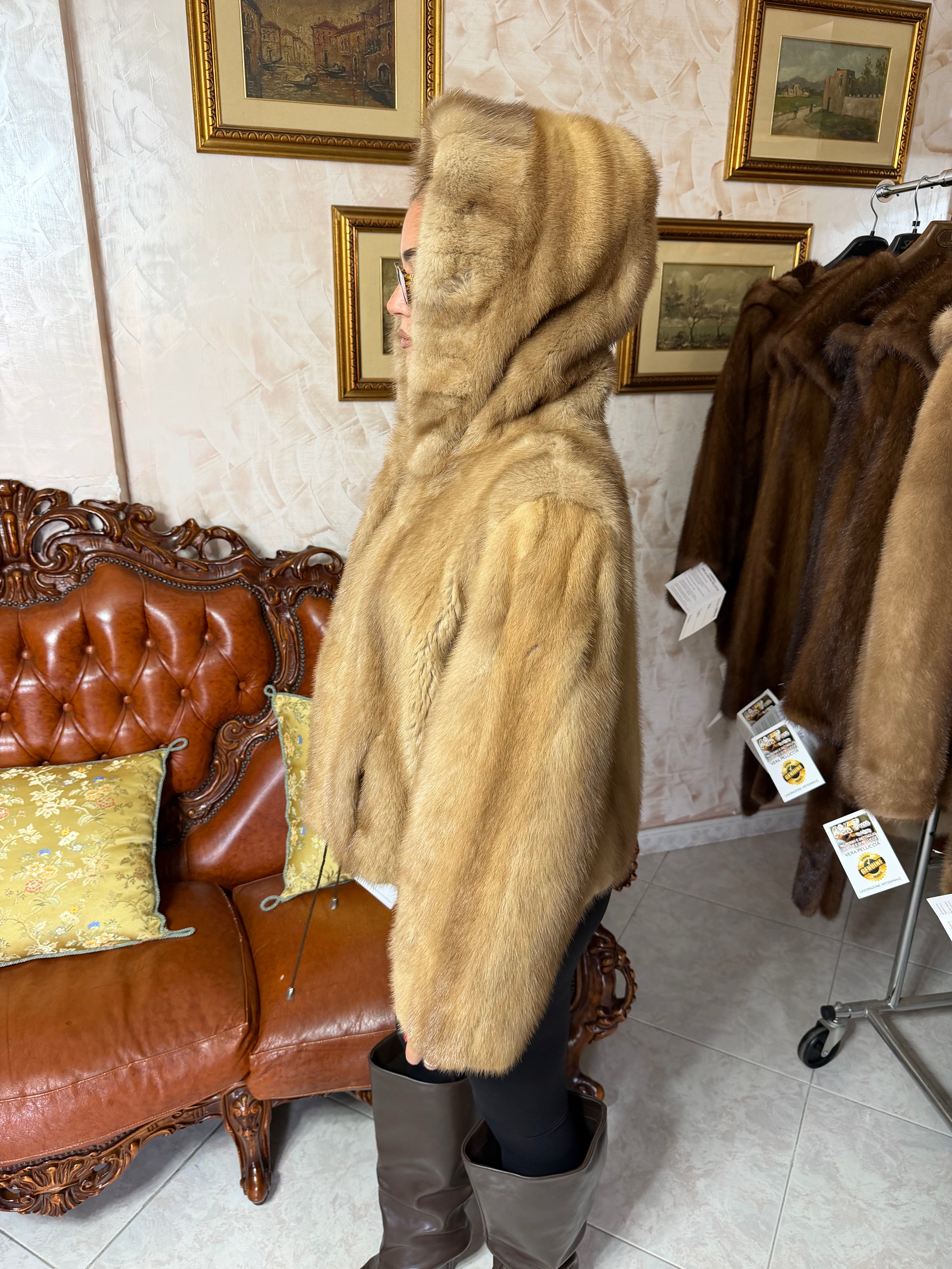 Mink fur bomber jacket