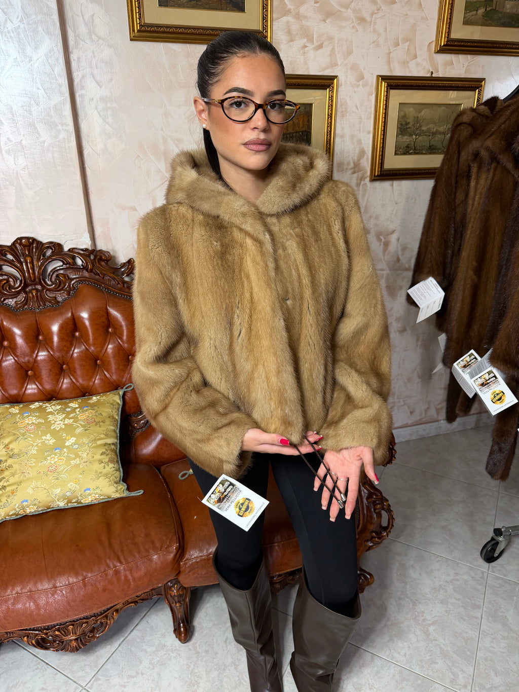 Mink fur bomber jacket