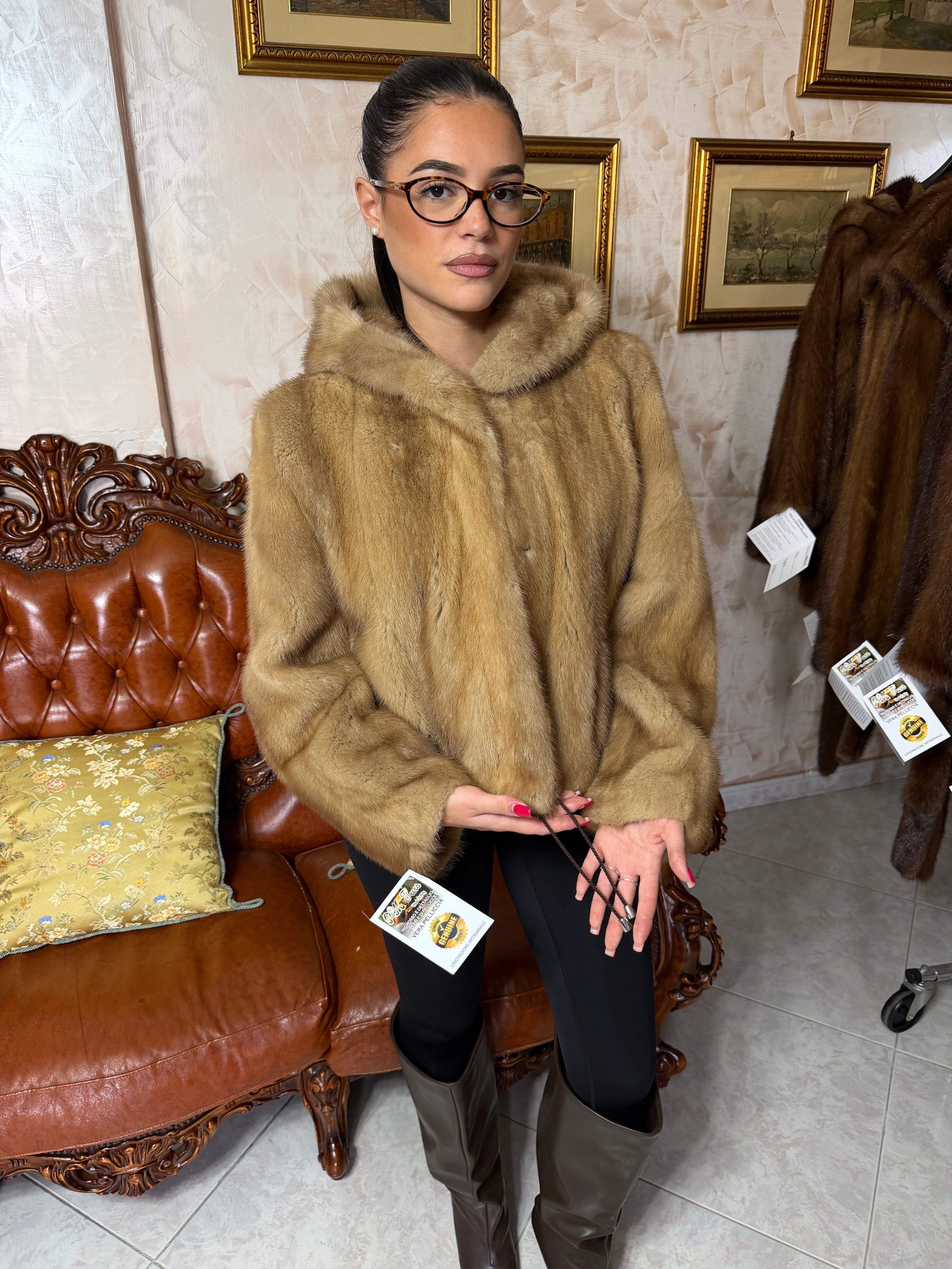 Mink fur bomber jacket