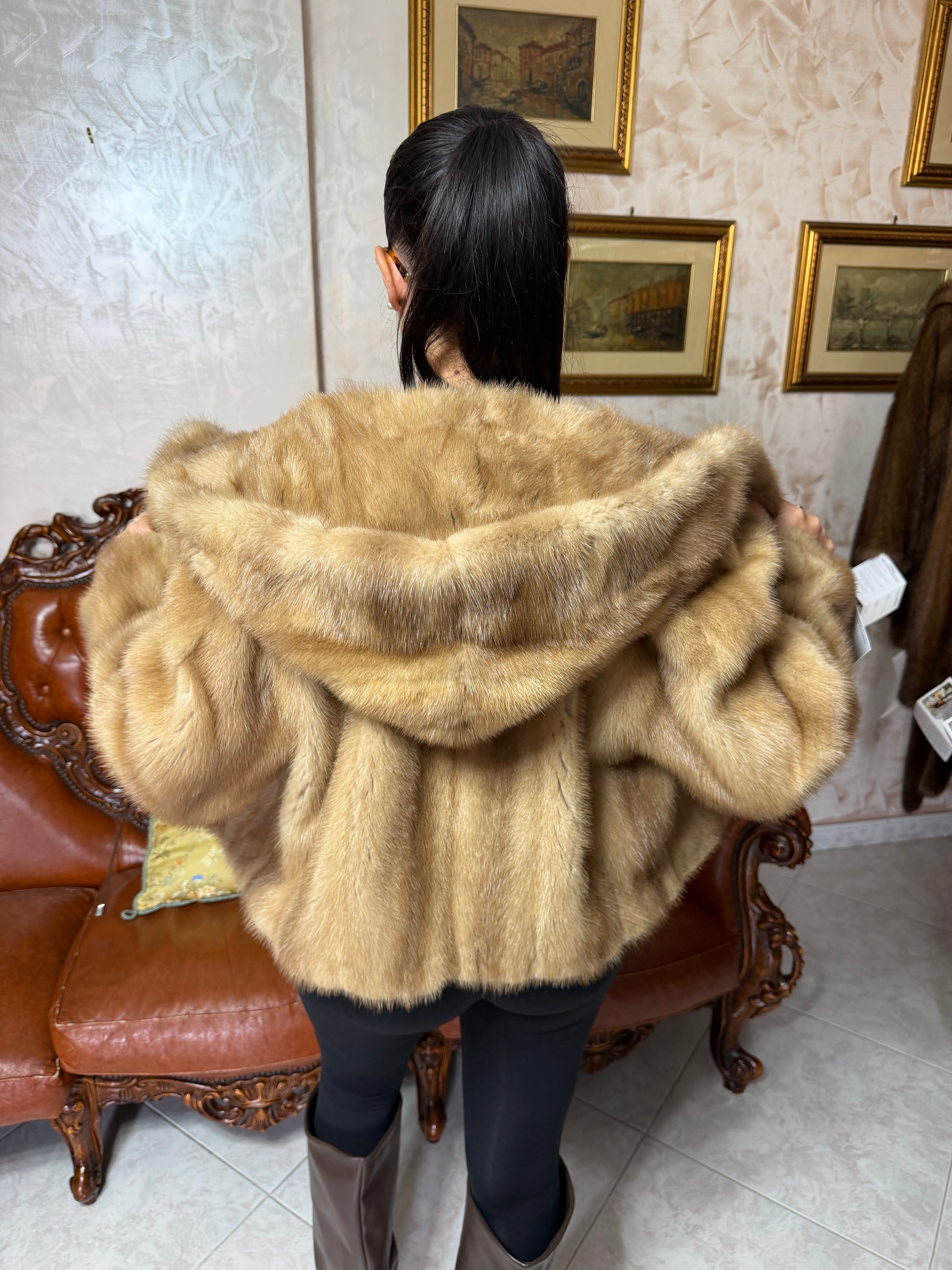 Mink fur bomber jacket