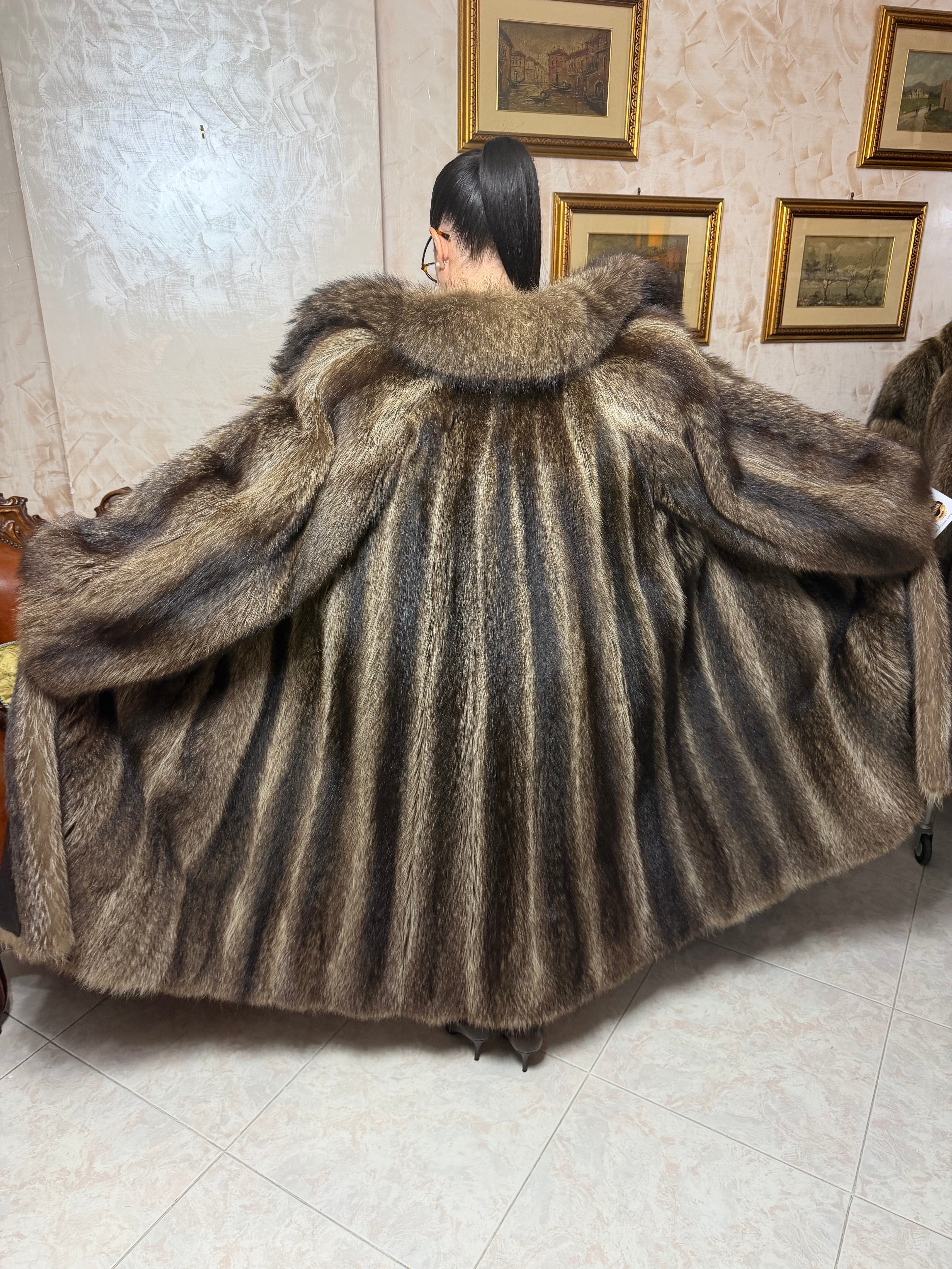 Raccoon fur jacket