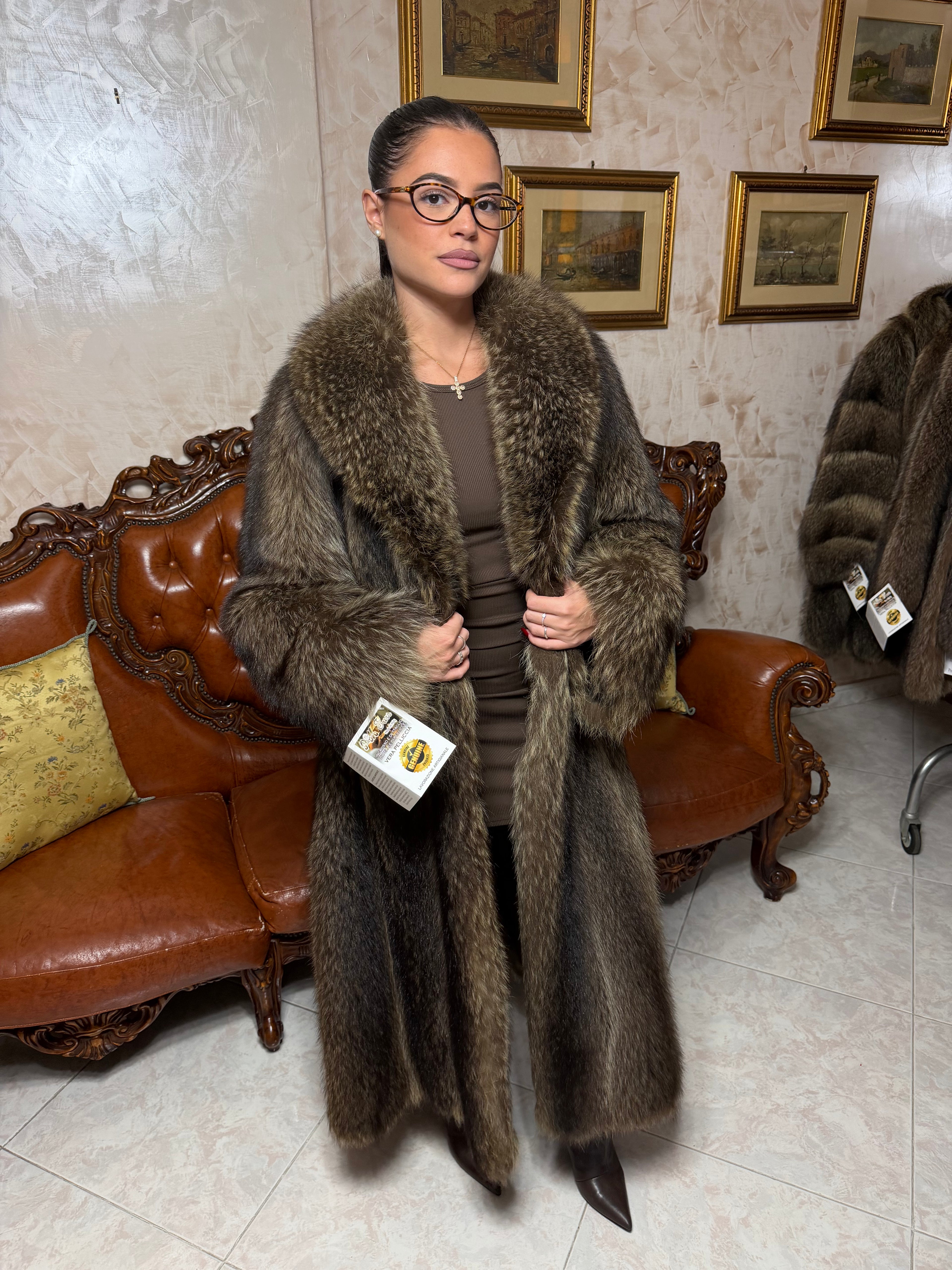 Raccoon fur jacket