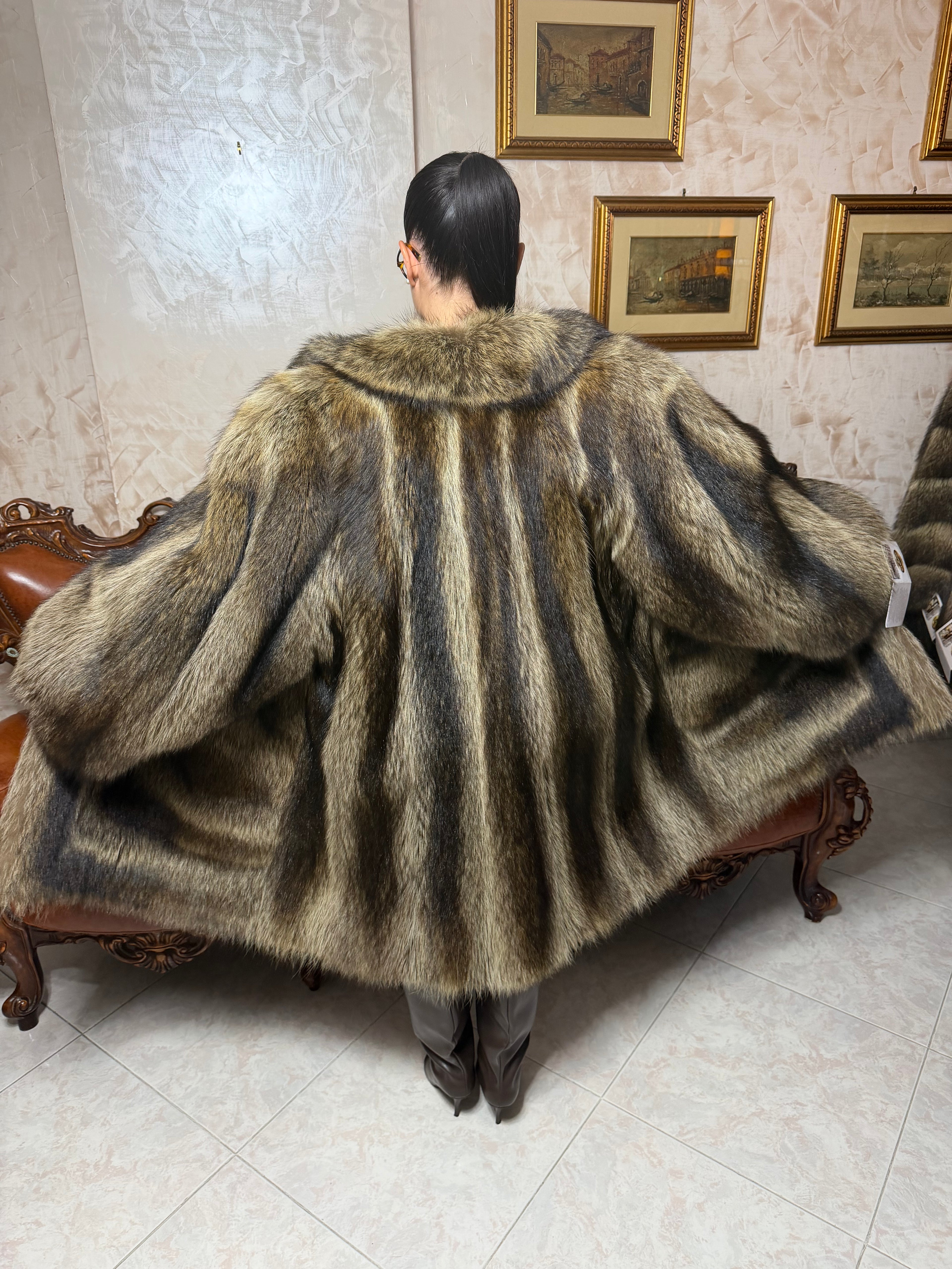 Raccoon fur jacket