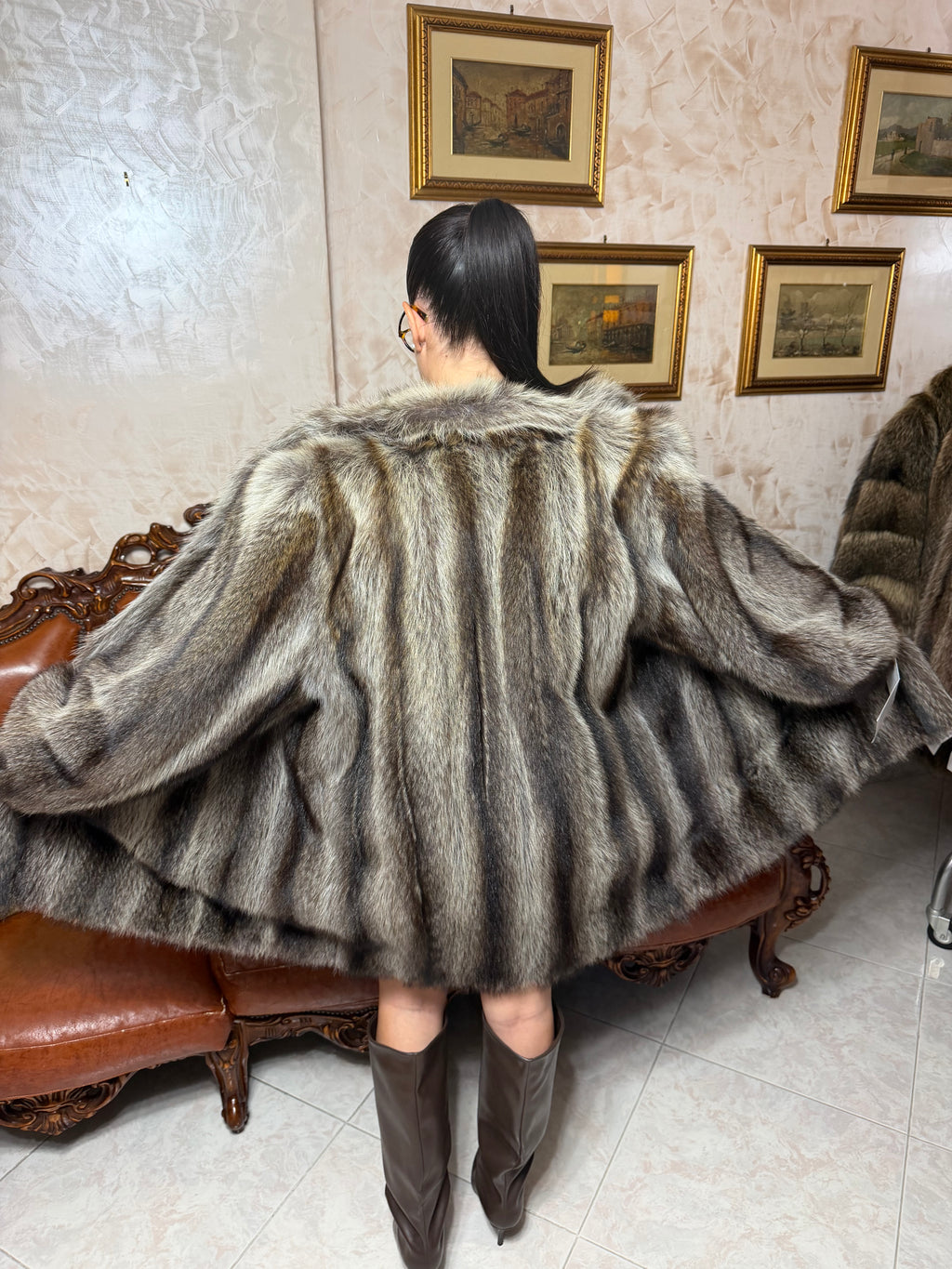Raccoon fur jacket