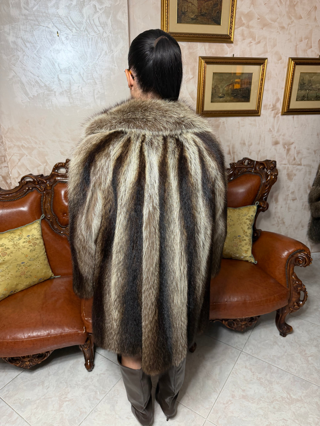 Raccoon fur jacket