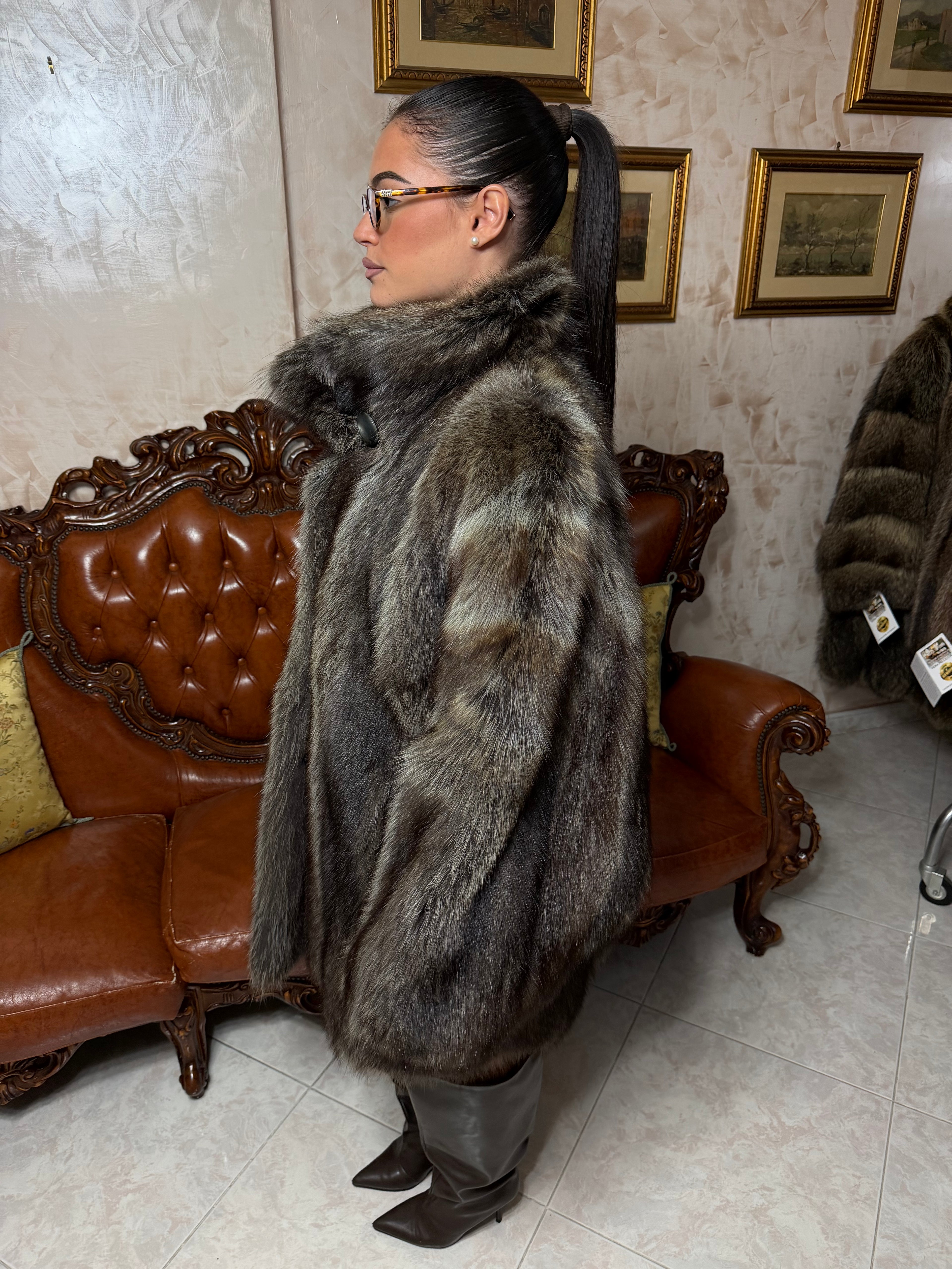 Raccoon fur jacket
