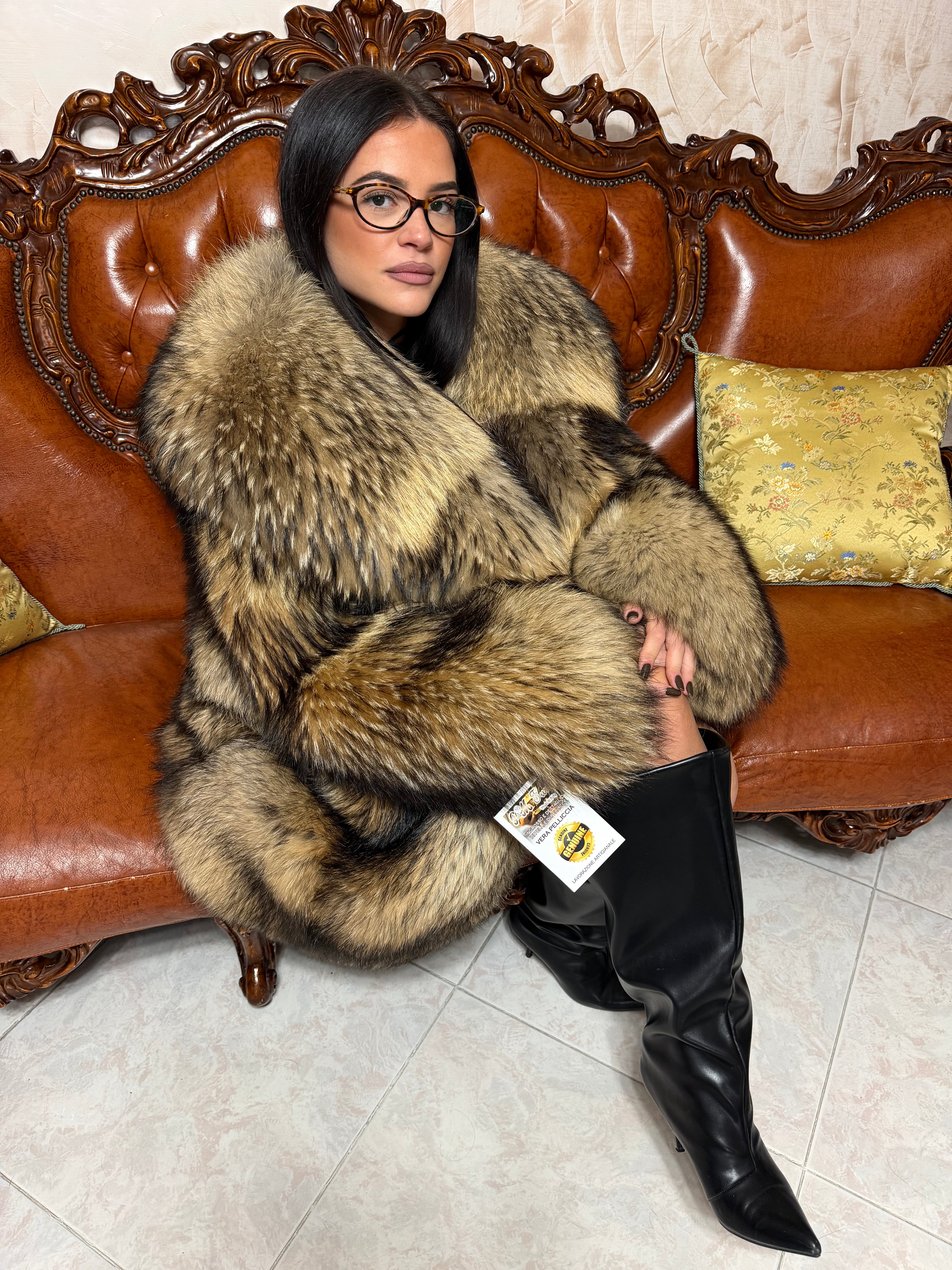 Veste en fourrure de raton laveur