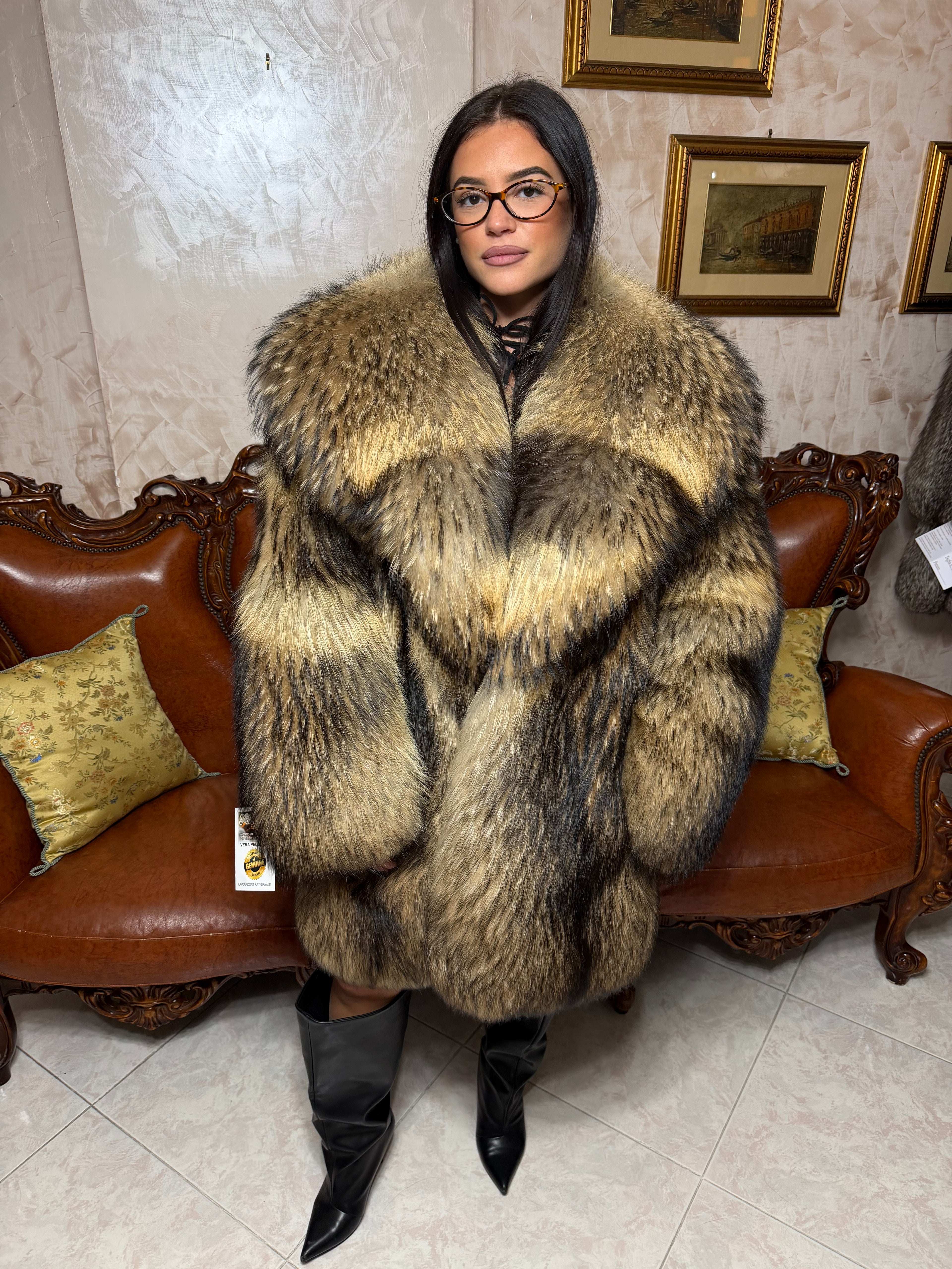 Veste en fourrure de raton laveur