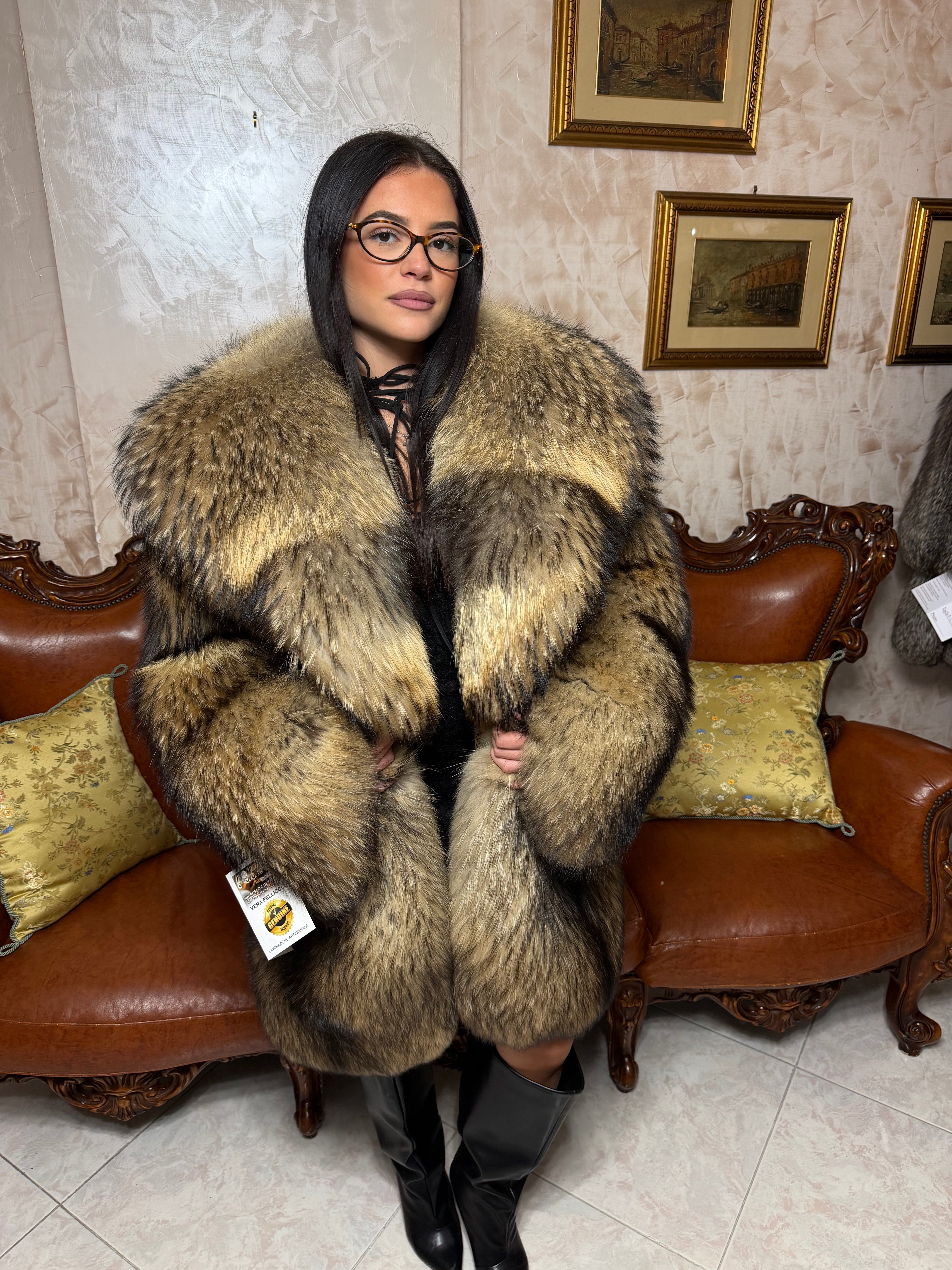 Veste en fourrure de raton laveur