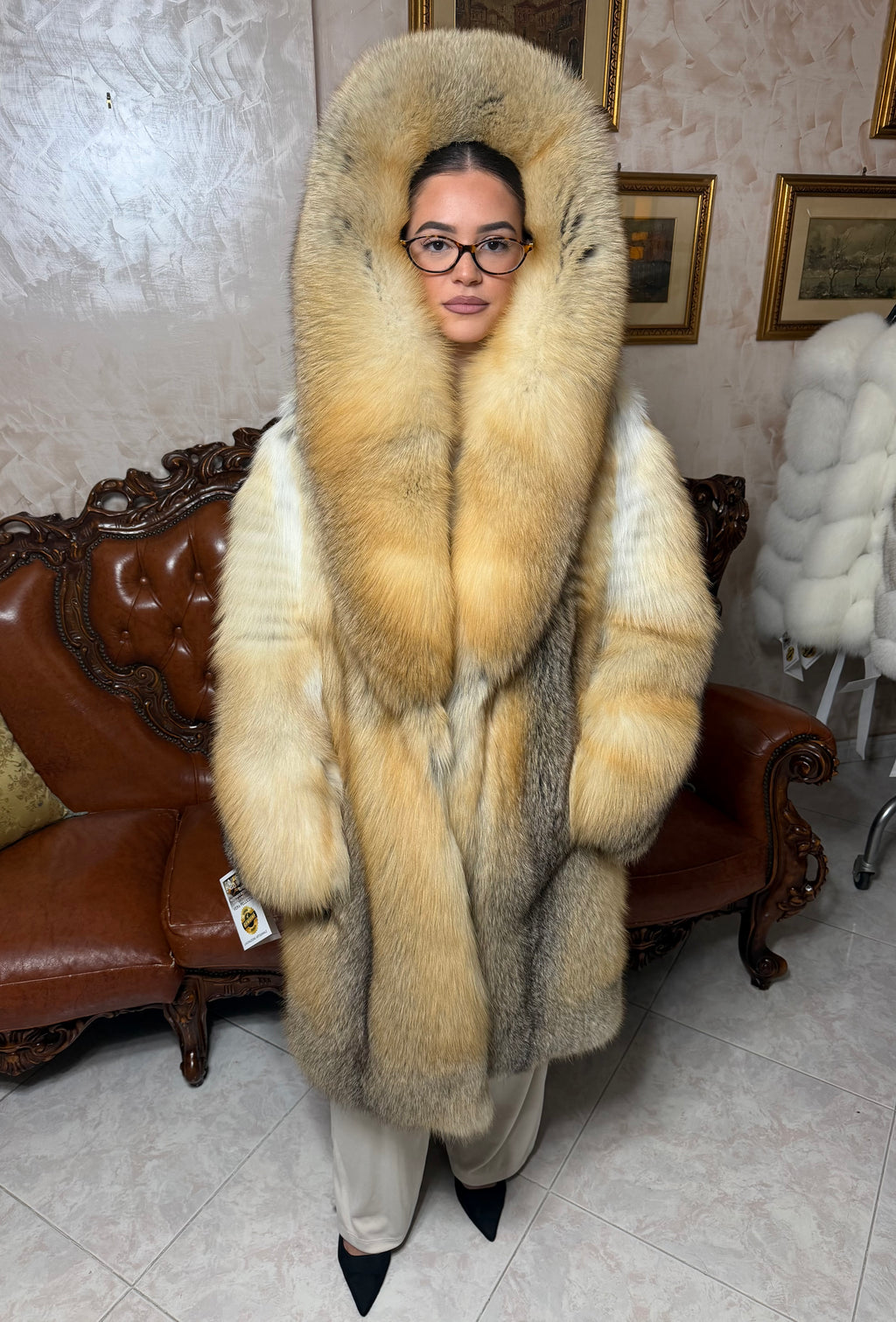 Veste en fourrure de renard doré