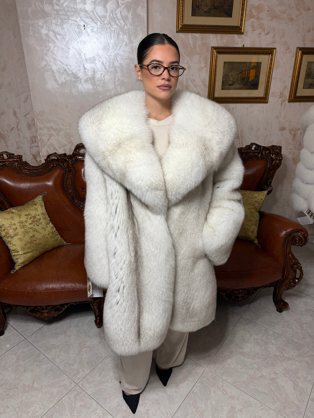 Veste en fourrure de renard doré