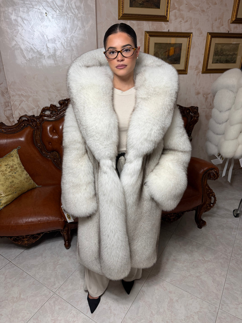 Veste en fourrure de renard doré