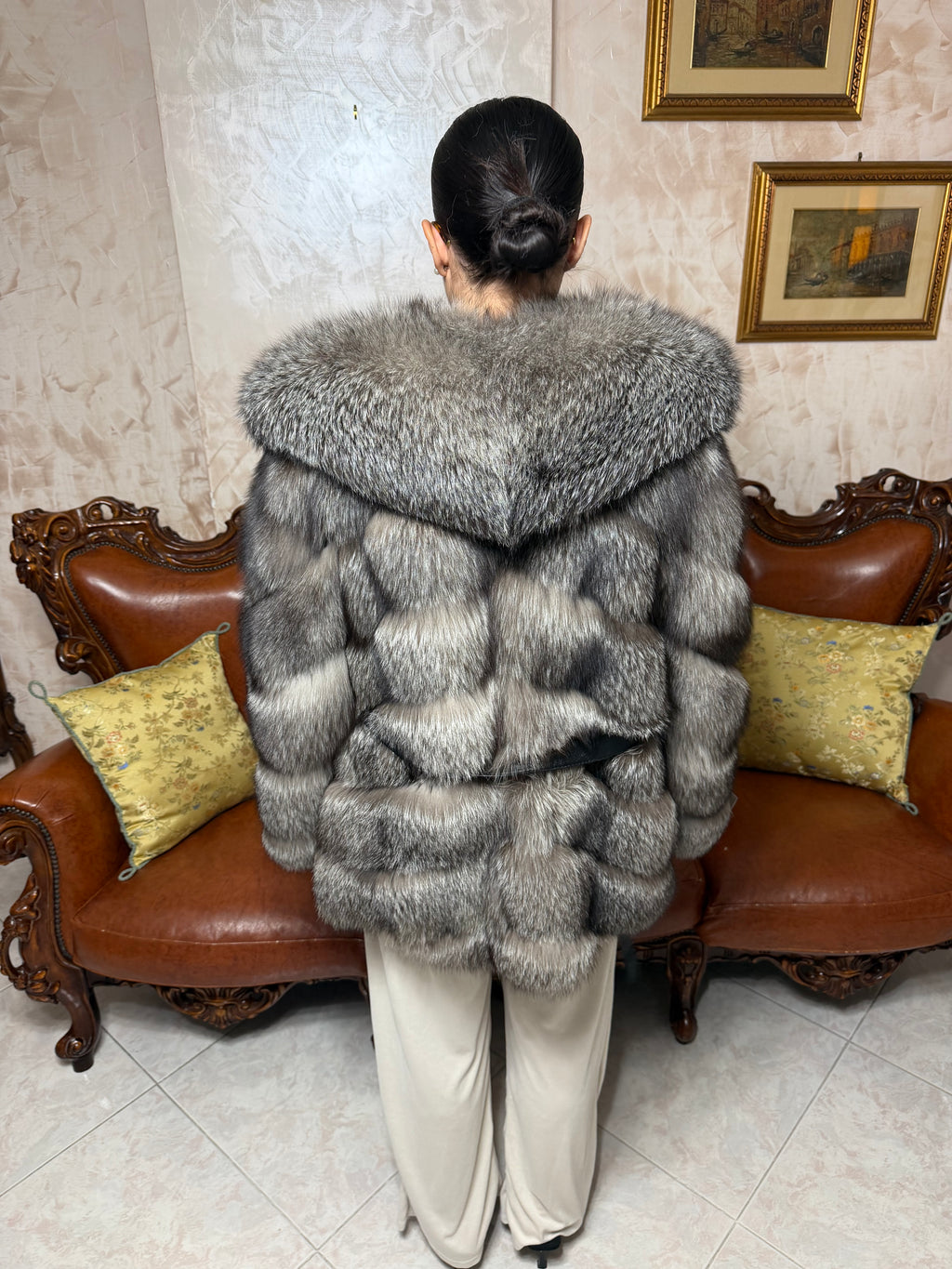 Shadow fox fur jacket