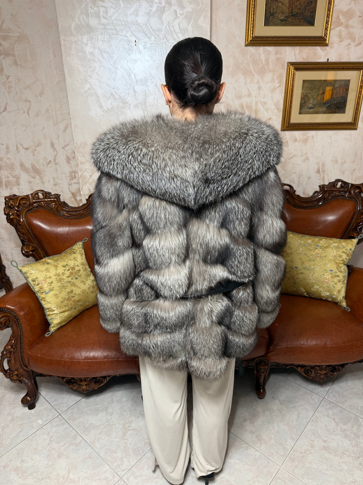 Shadow fox fur jacket