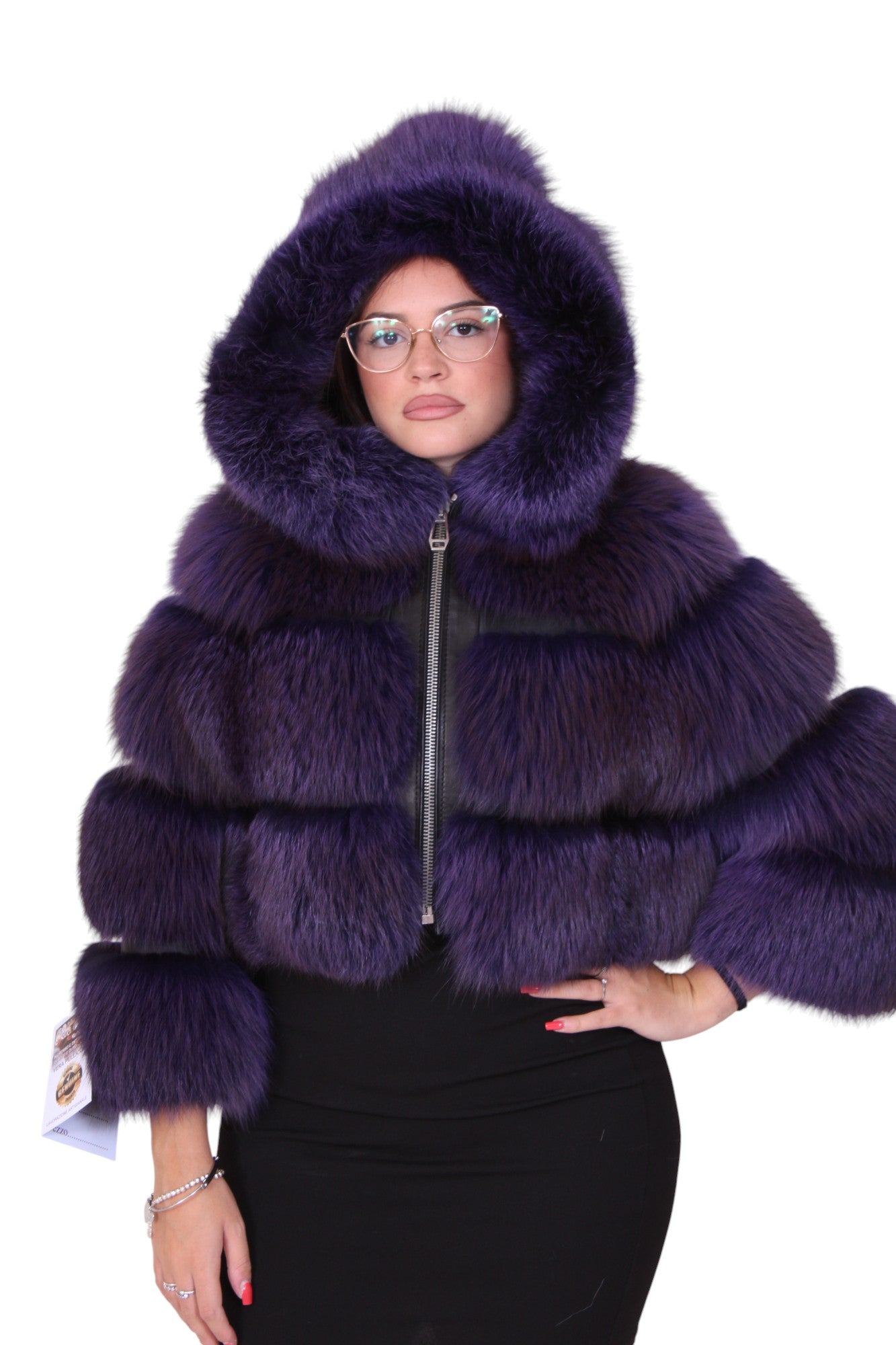 Fox fur bomber jacket