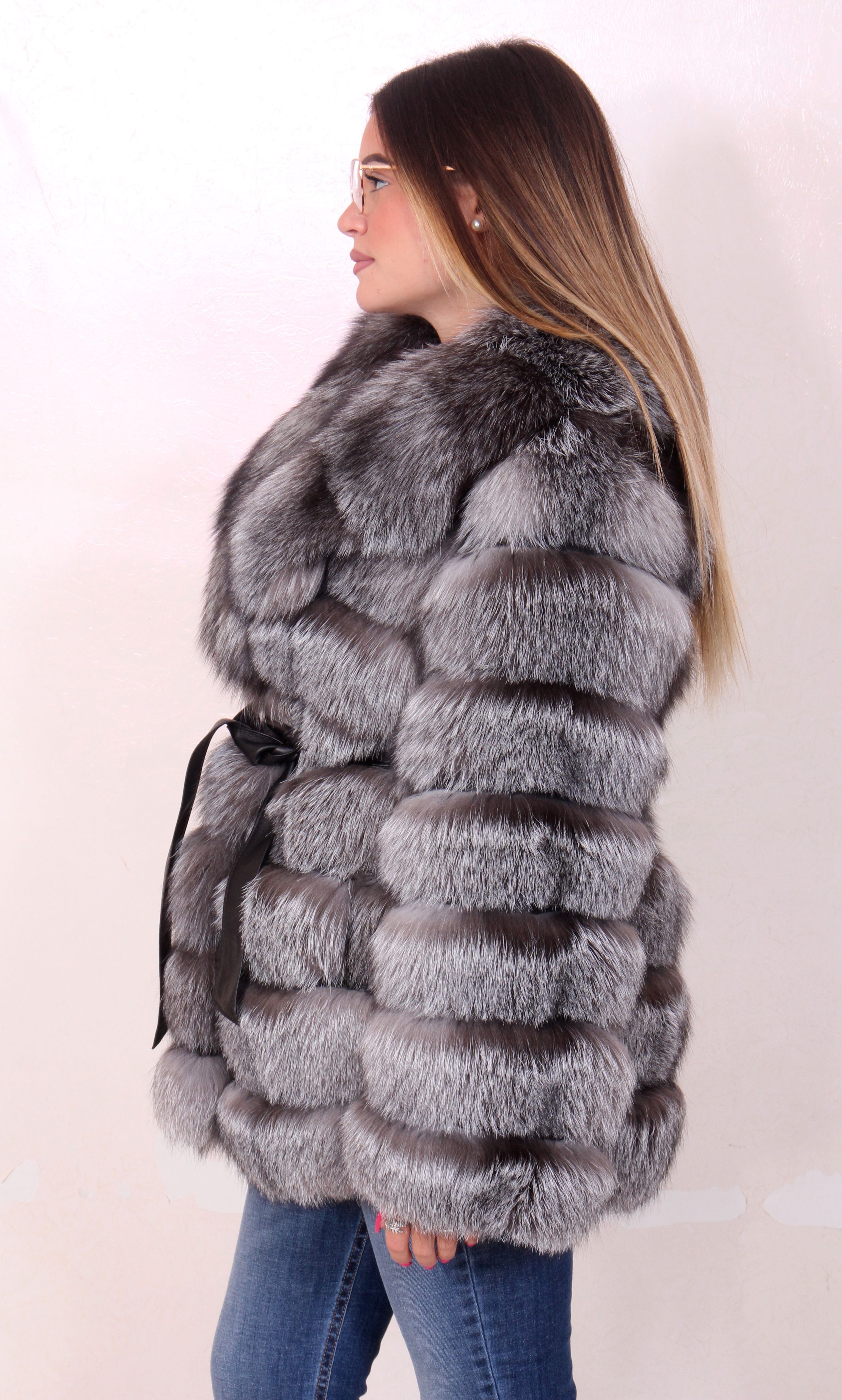 Frost fox fur jacket