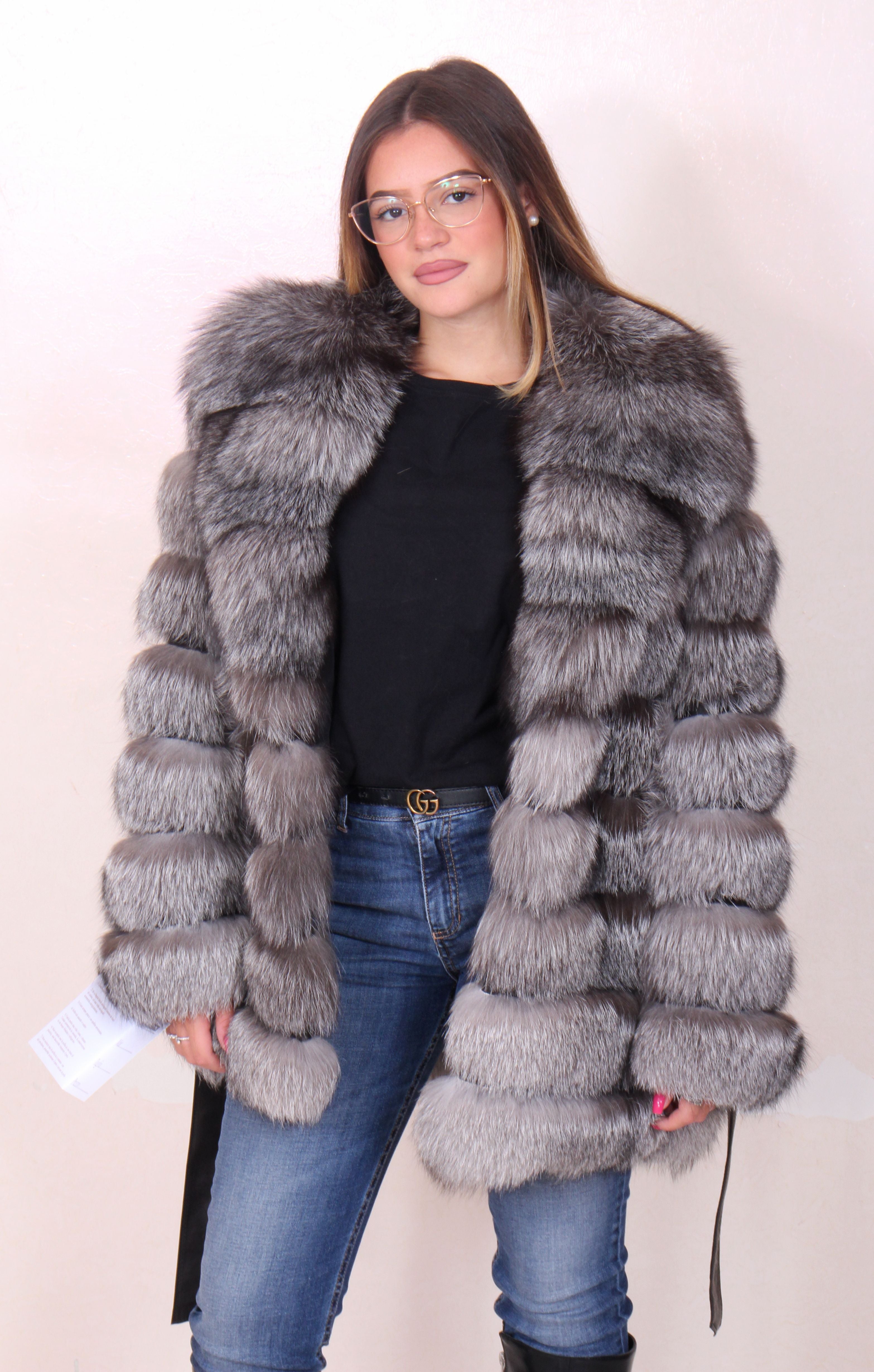 Frost fox fur jacket