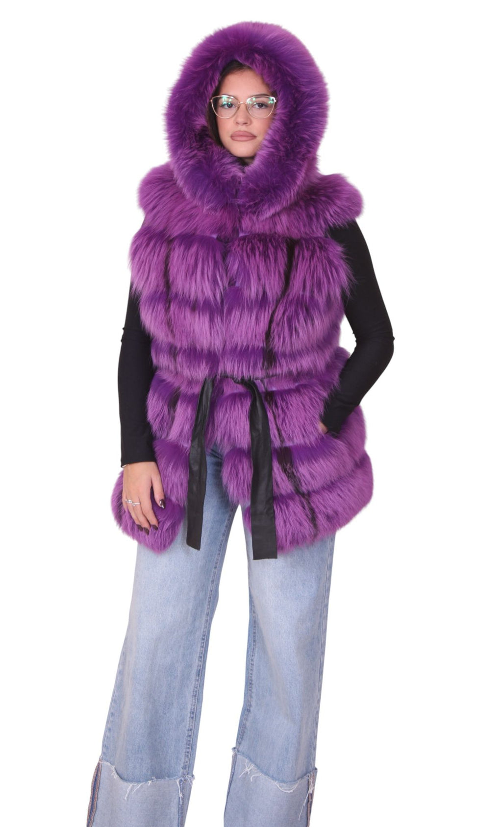 Gilet smanicato pelliccia di volpe