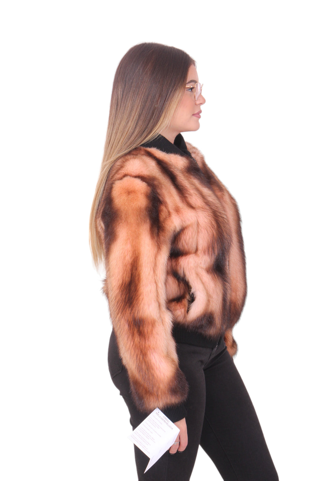 Skunk fur bomber jacket
