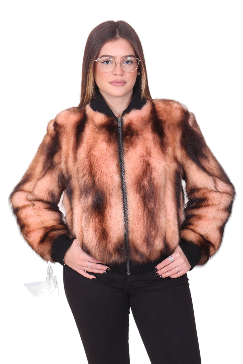 Skunk fur bomber jacket