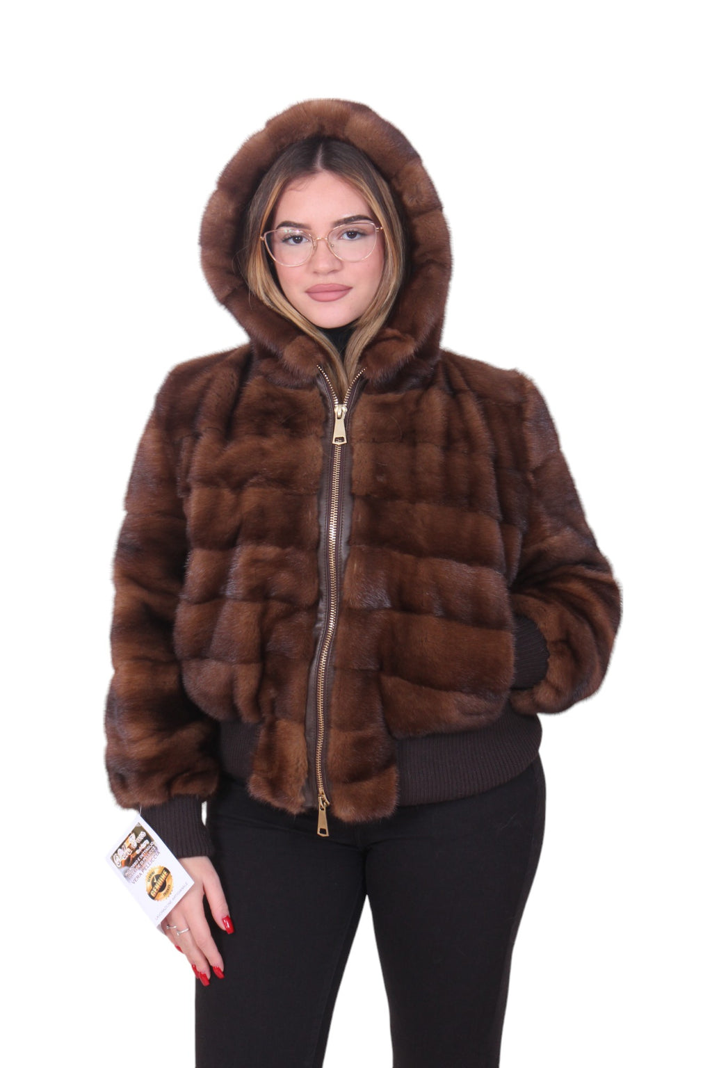 Mink fur bomber jacket
