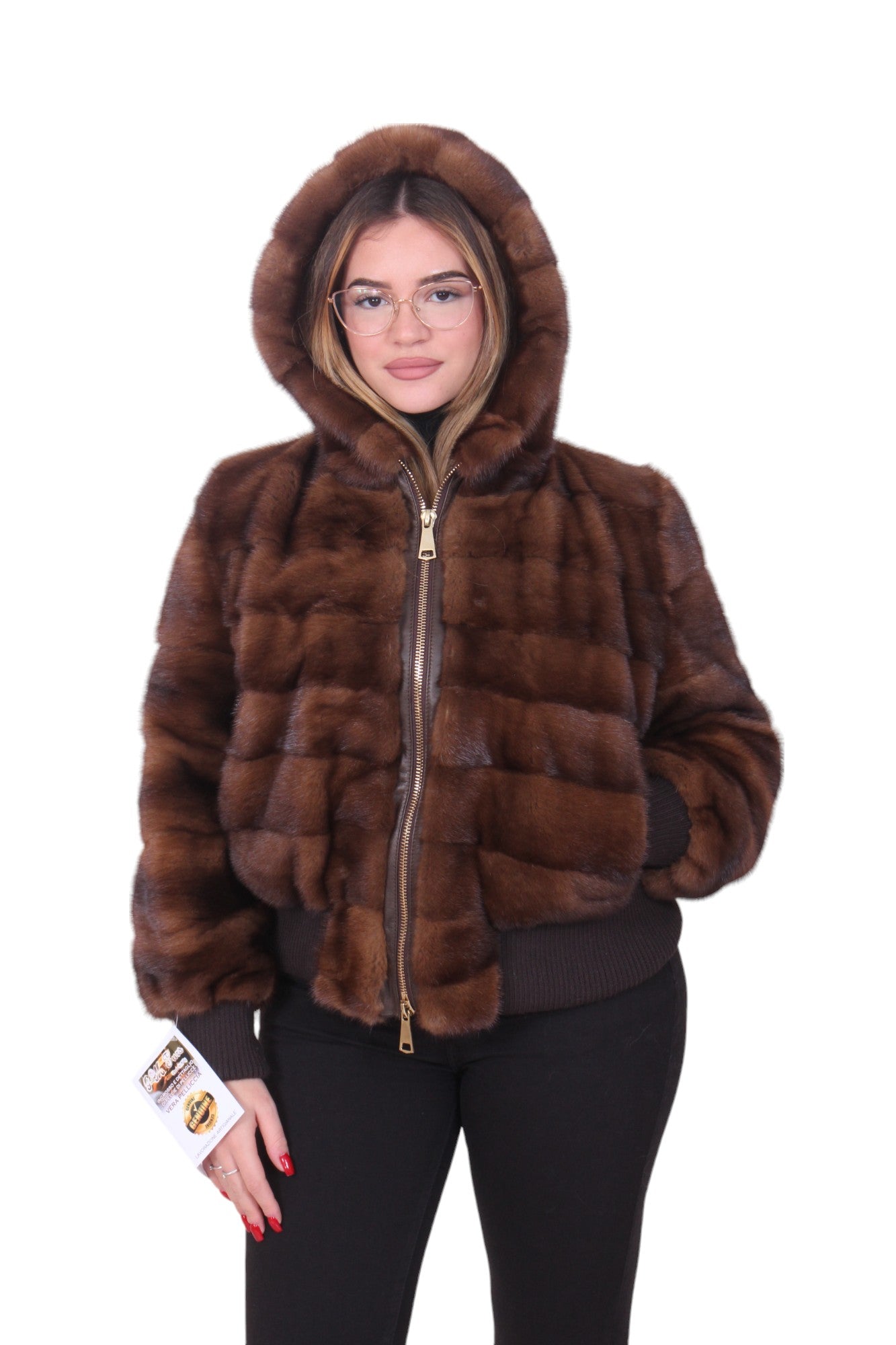 Mink fur bomber jacket