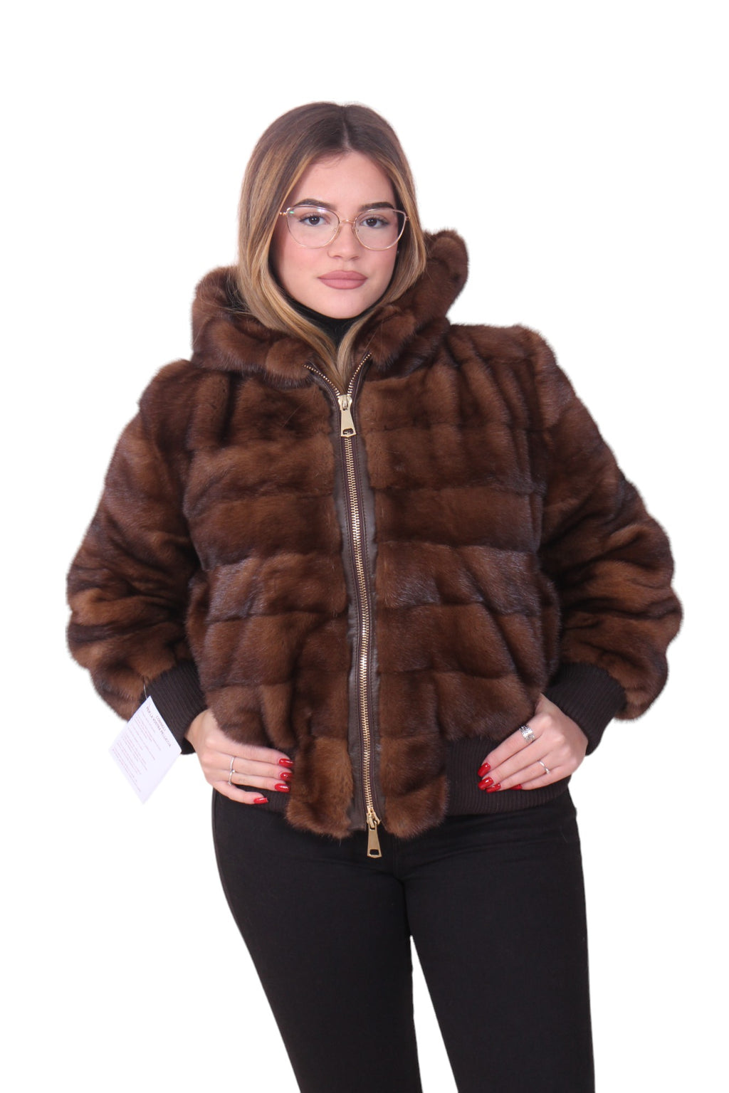Mink fur bomber jacket