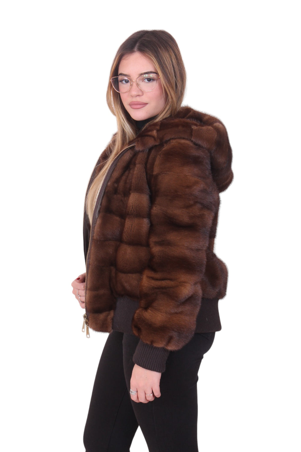 Mink fur bomber jacket