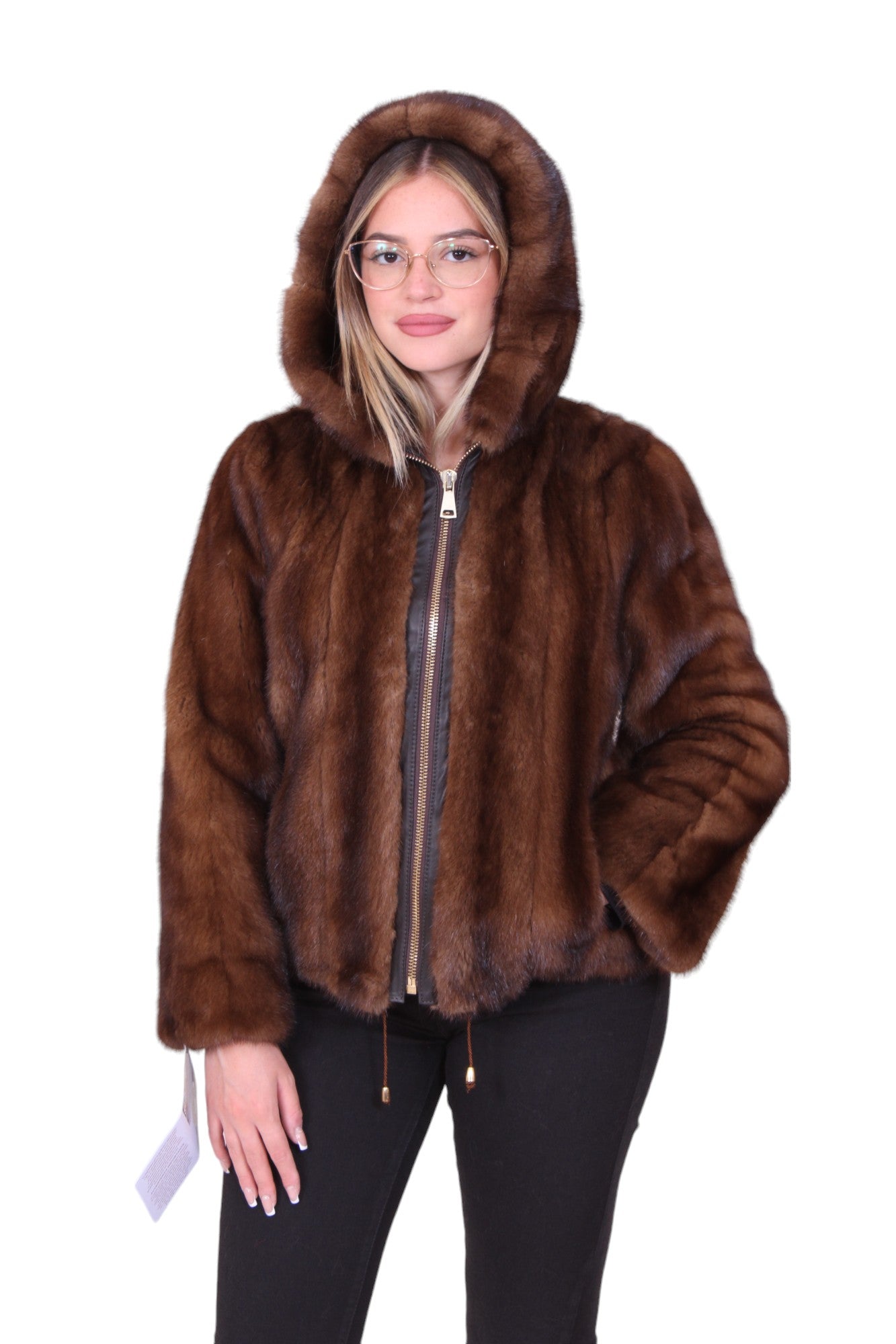 Mink fur bomber jacket