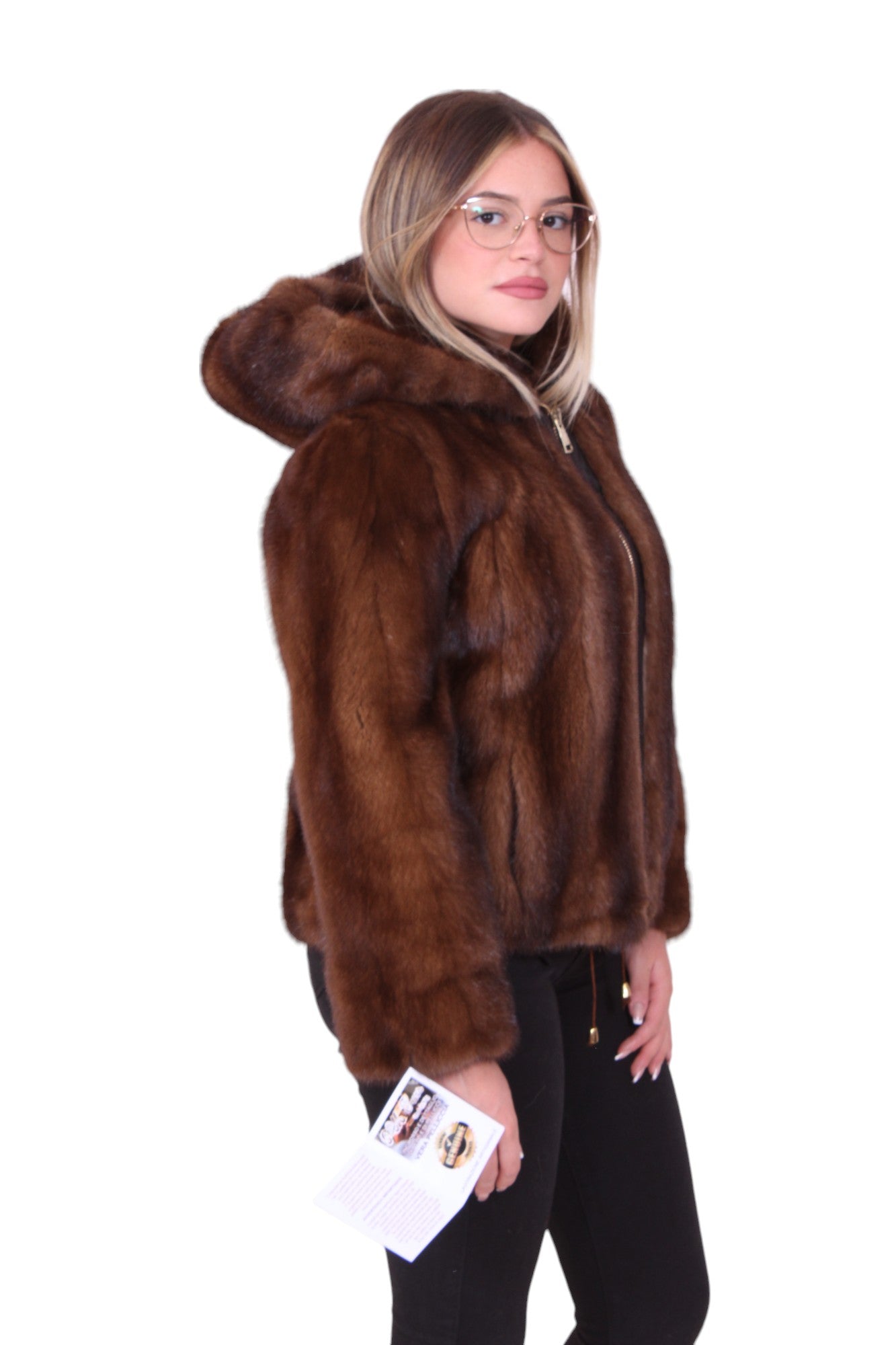 Mink fur bomber jacket
