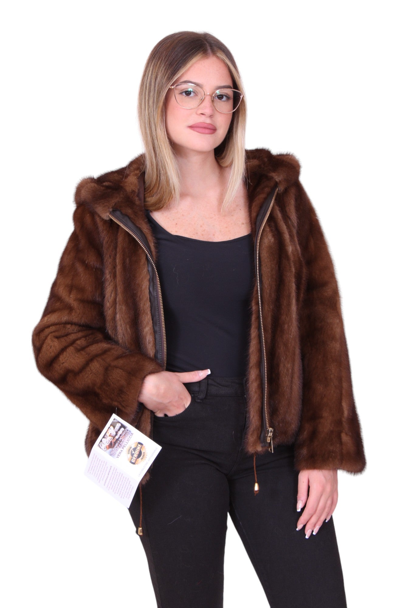 Mink fur bomber jacket