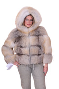 Golden fox fur bomber
