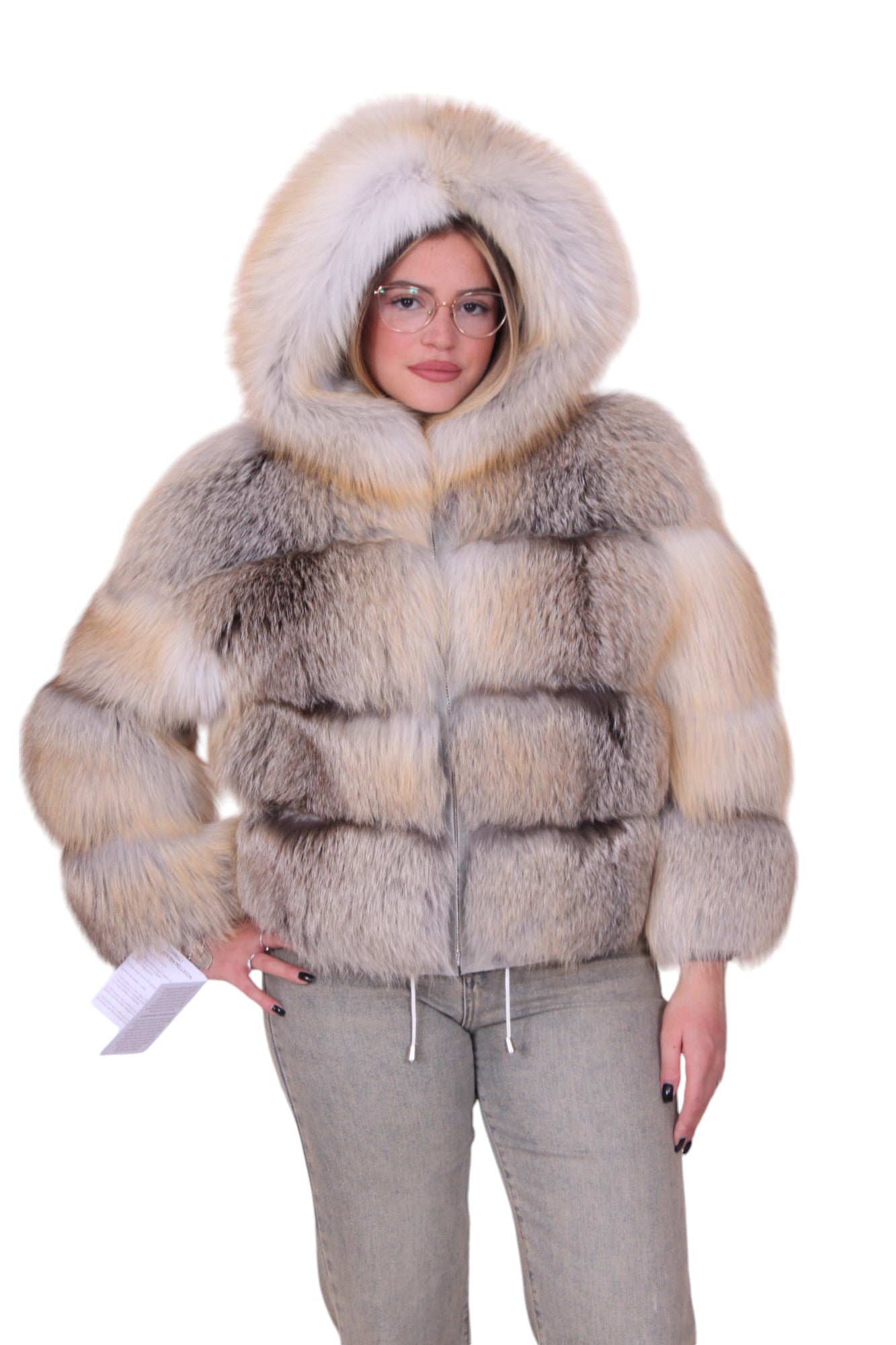Golden fox fur bomber