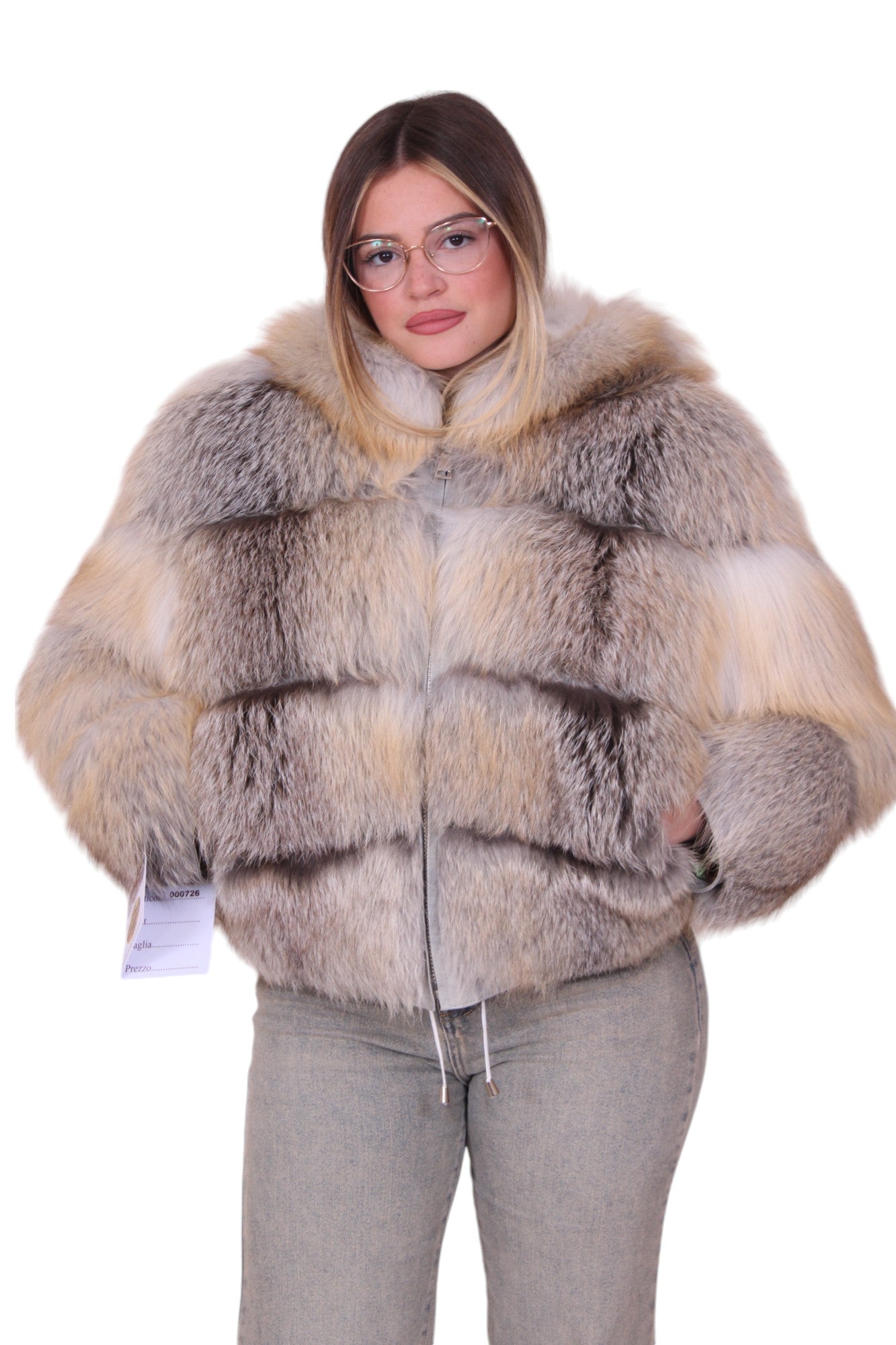 Golden fox fur bomber