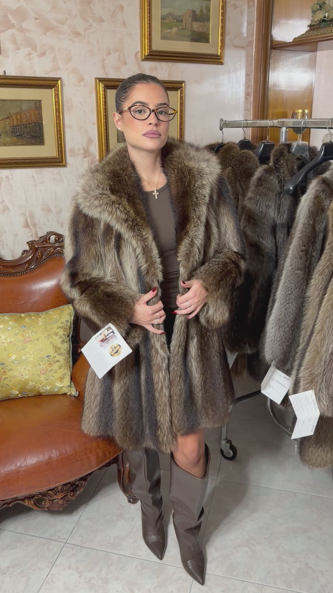 Raccoon fur jacket