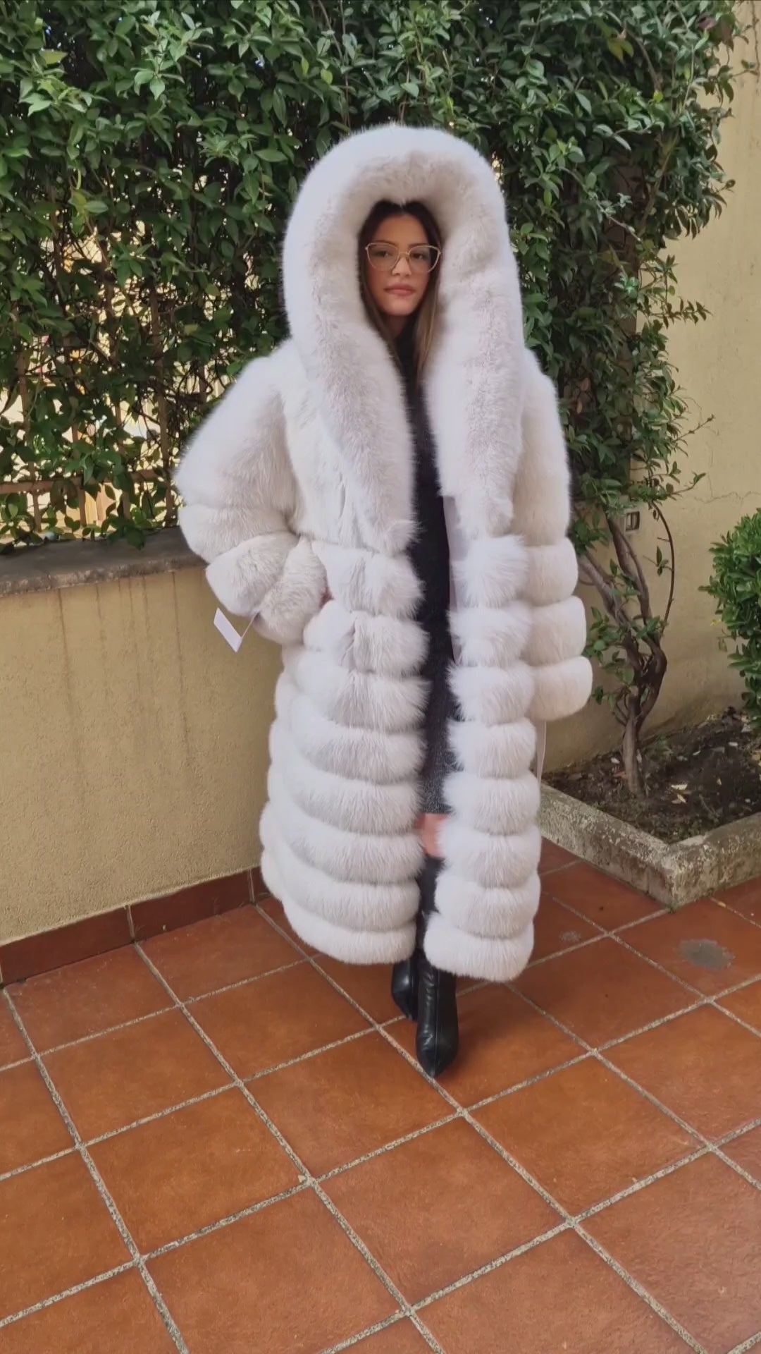 Shadow fox fur coat