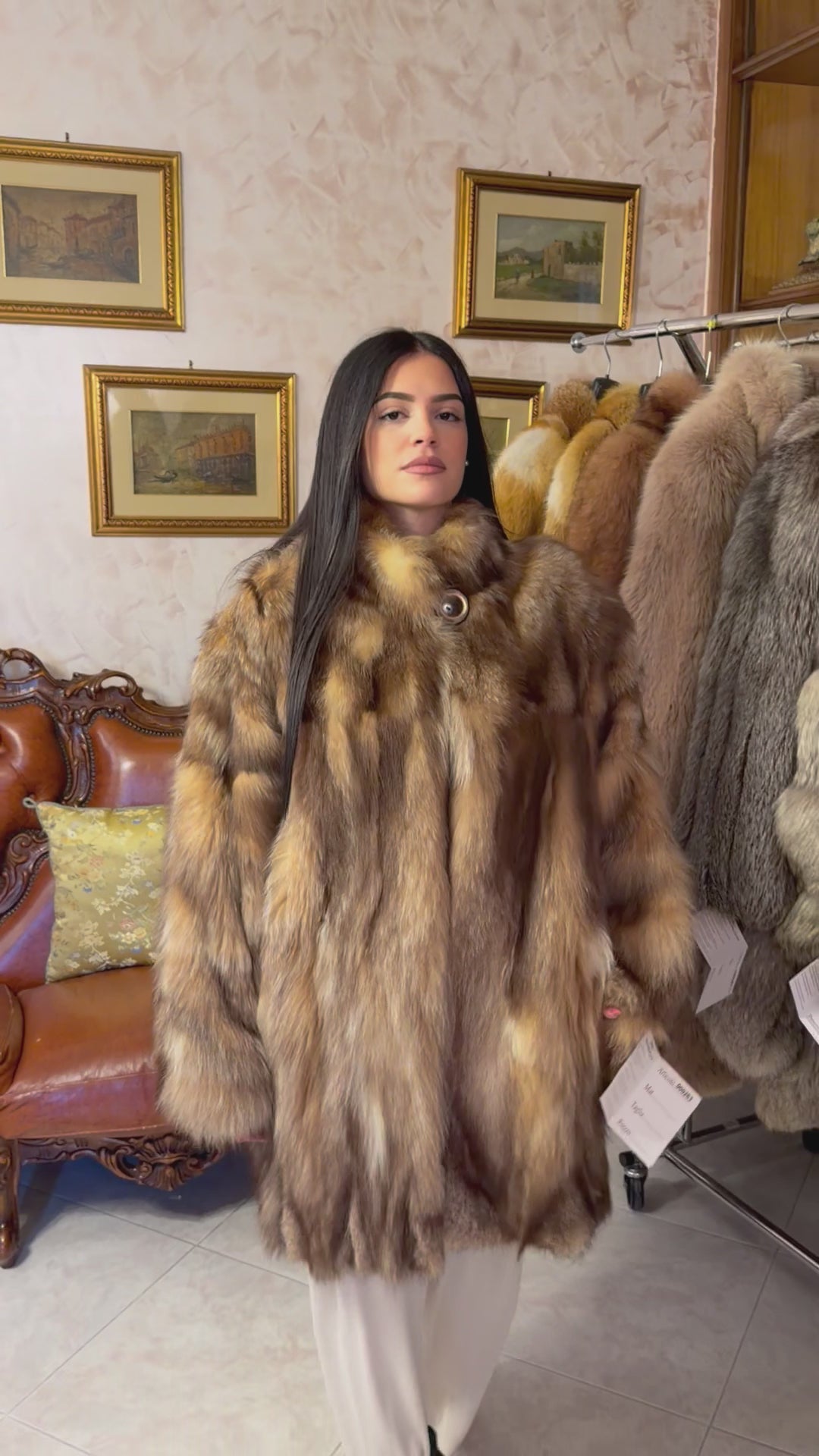 Veste en fourrure de renard vintage
