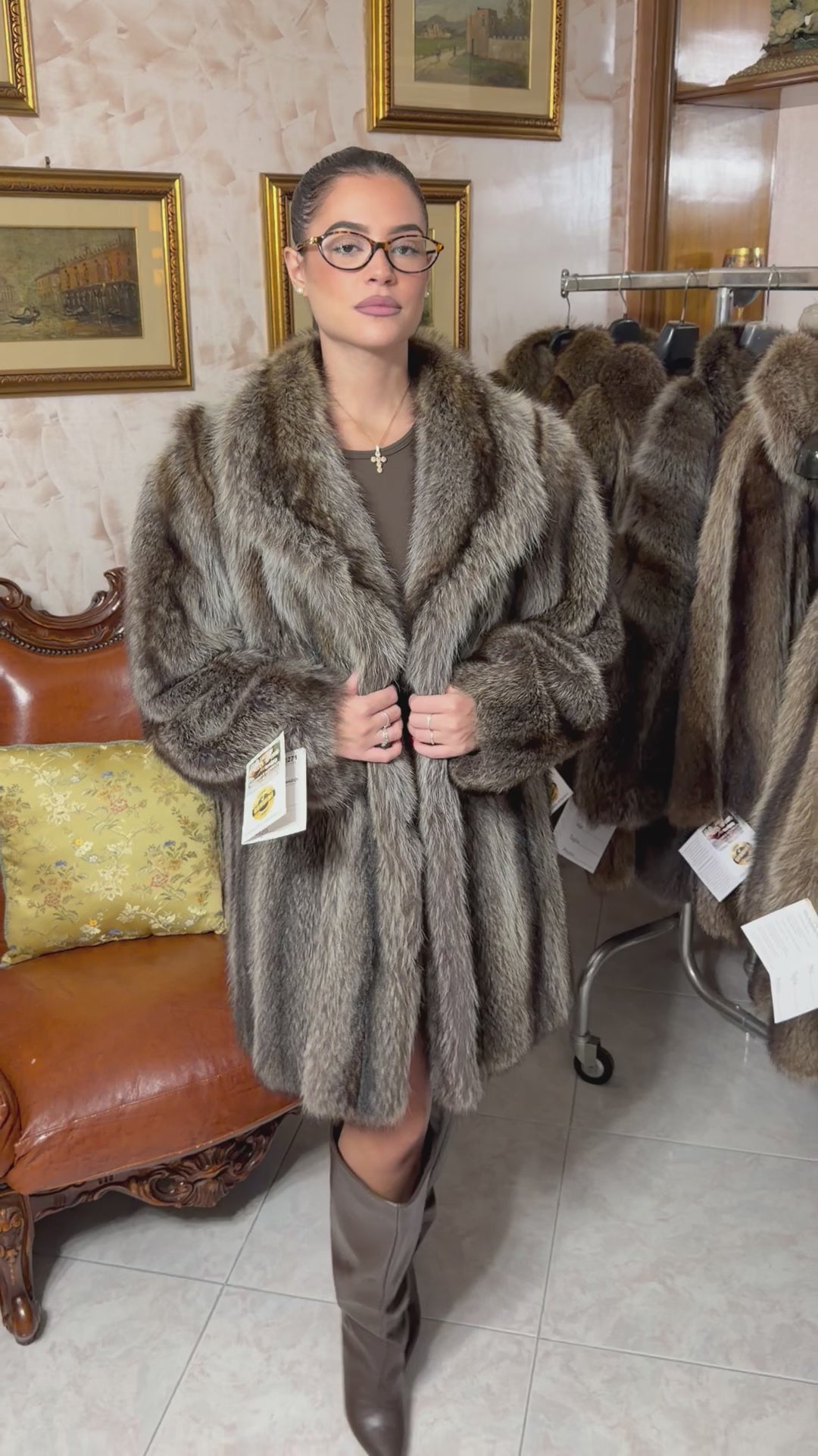 Raccoon fur jacket