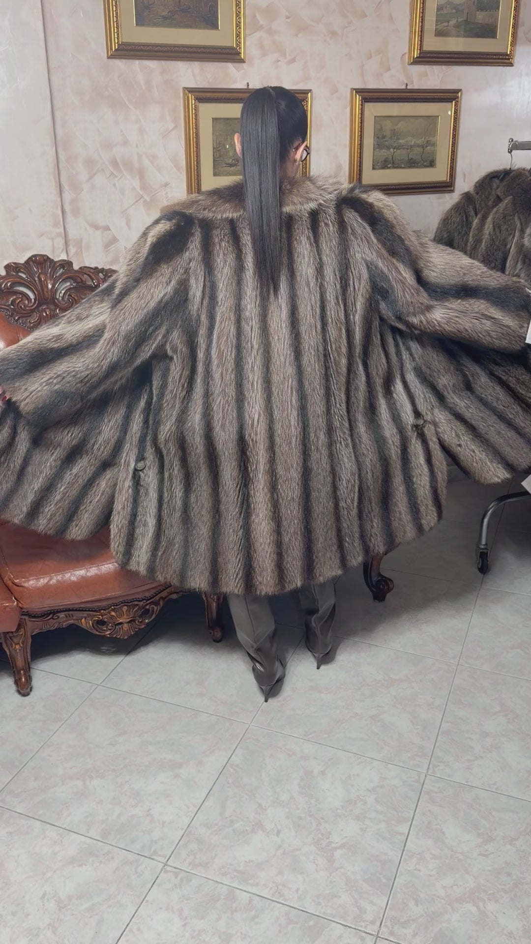 Raccoon fur jacket