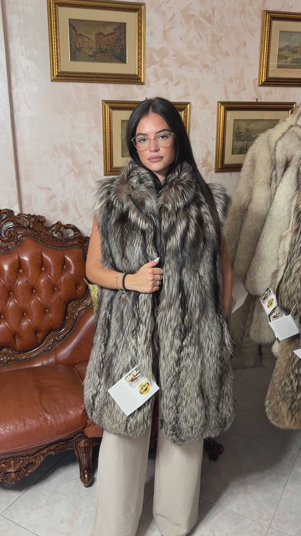 silver fox fur gilet